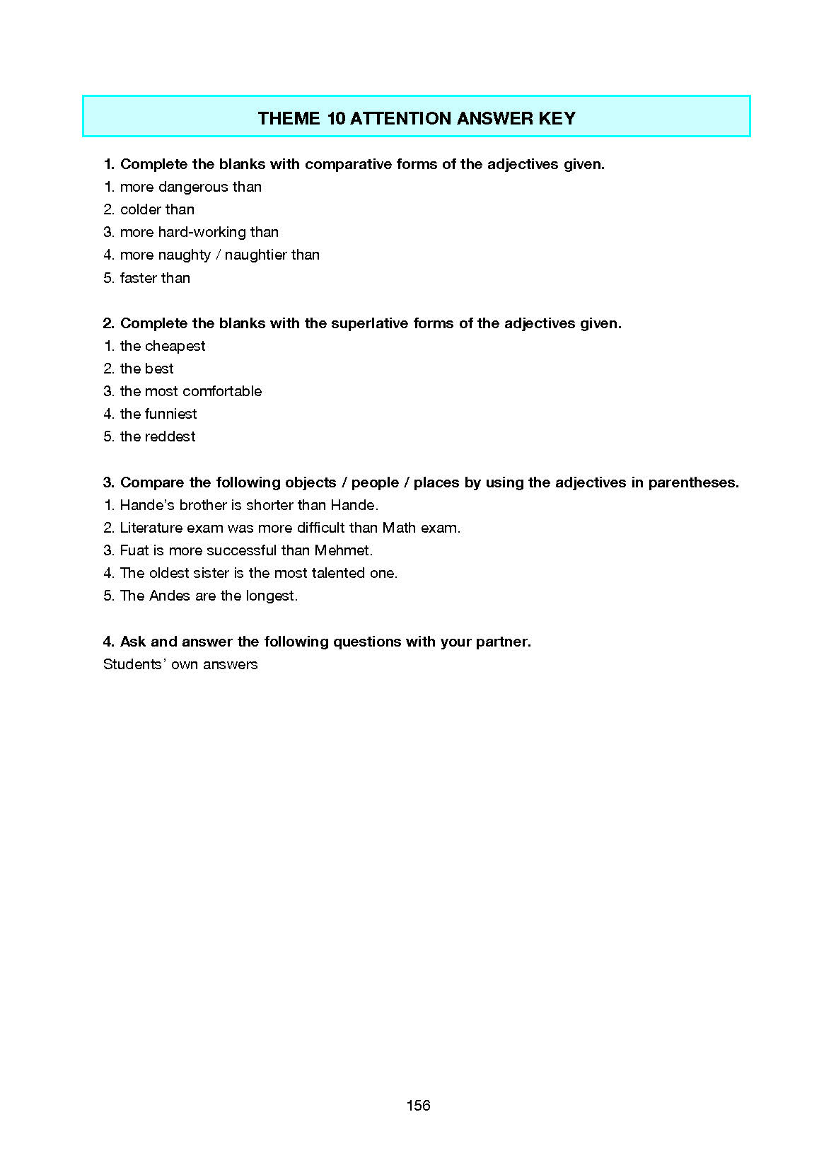 10. Sınıf Cem Yayınları İngilizce Ders Kitabı Sayfa 156 Cevapları