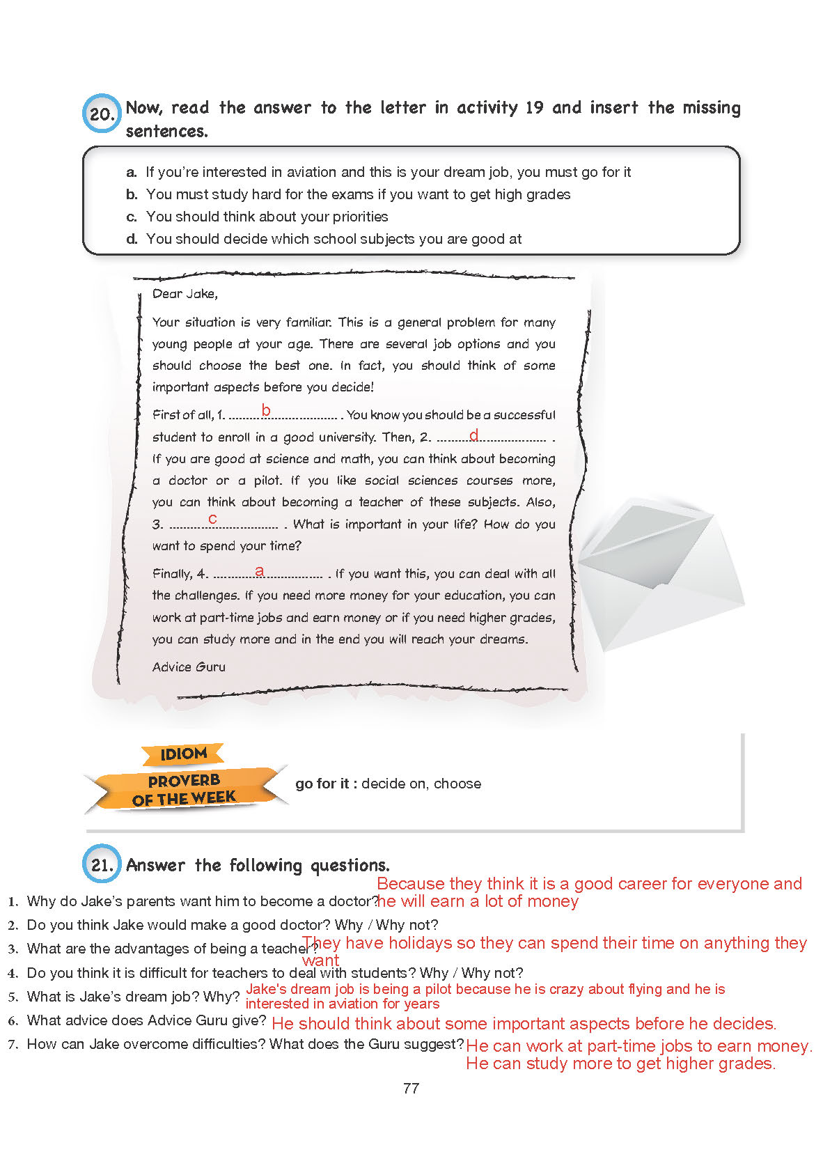 10. Sınıf Cem Yayınları İngilizce Ders Kitabı Sayfa 77 Cevapları