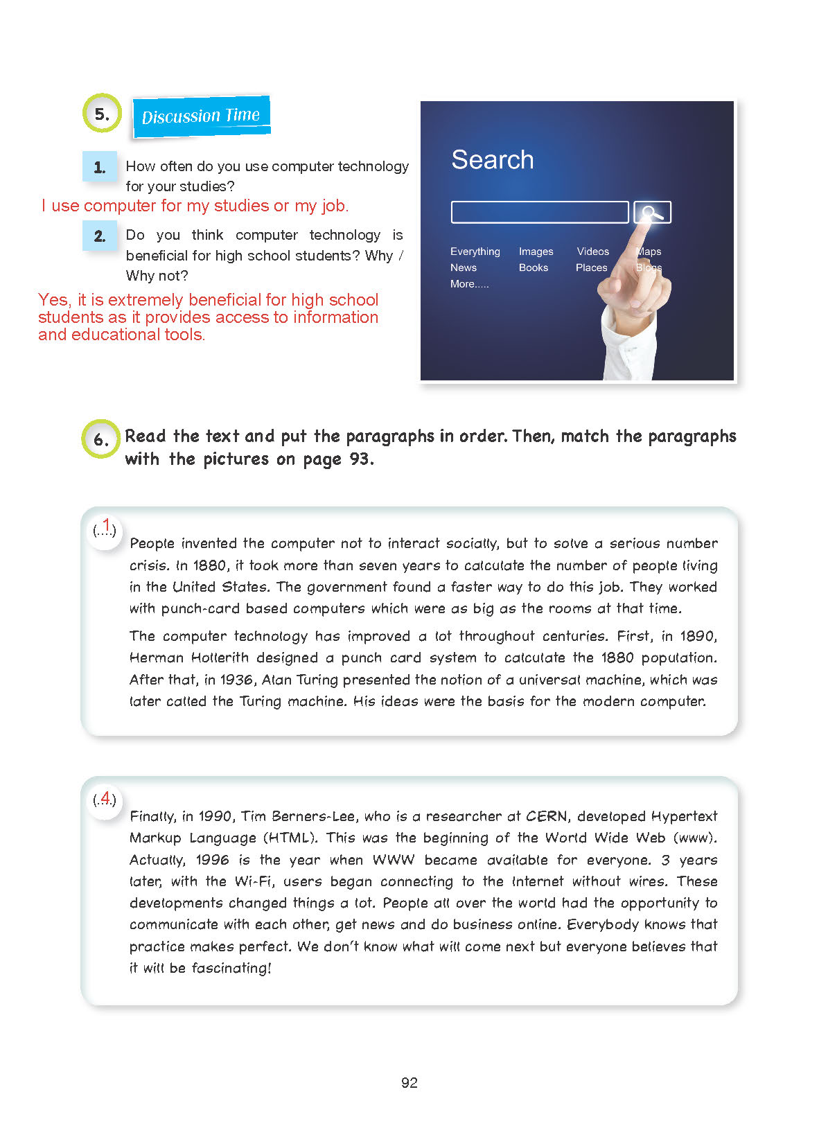 10. Sınıf Cem Yayınları İngilizce Ders Kitabı Sayfa 92 Cevapları