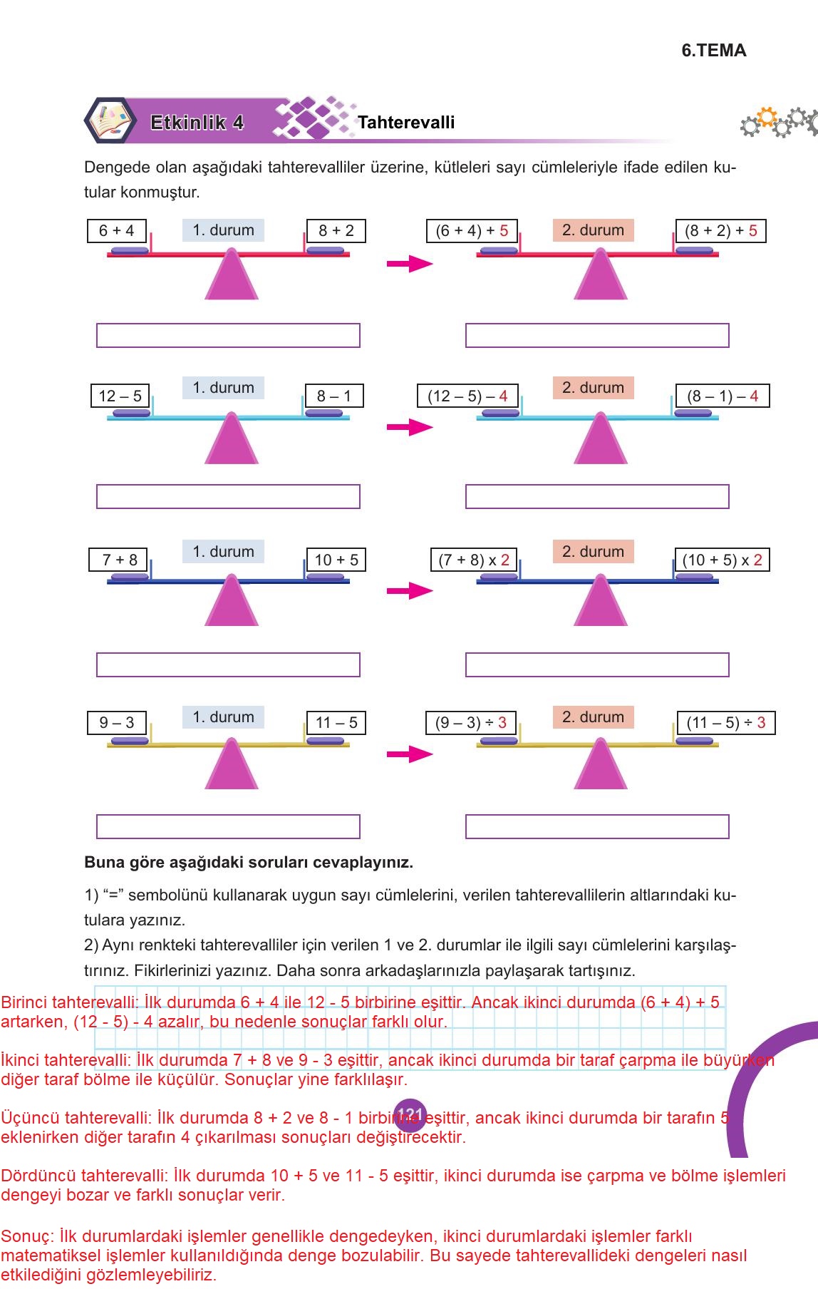 5. Sınıf Meb Yayınları 2. Kitap Matematik Ders Kitabı Sayfa 121 Cevapları