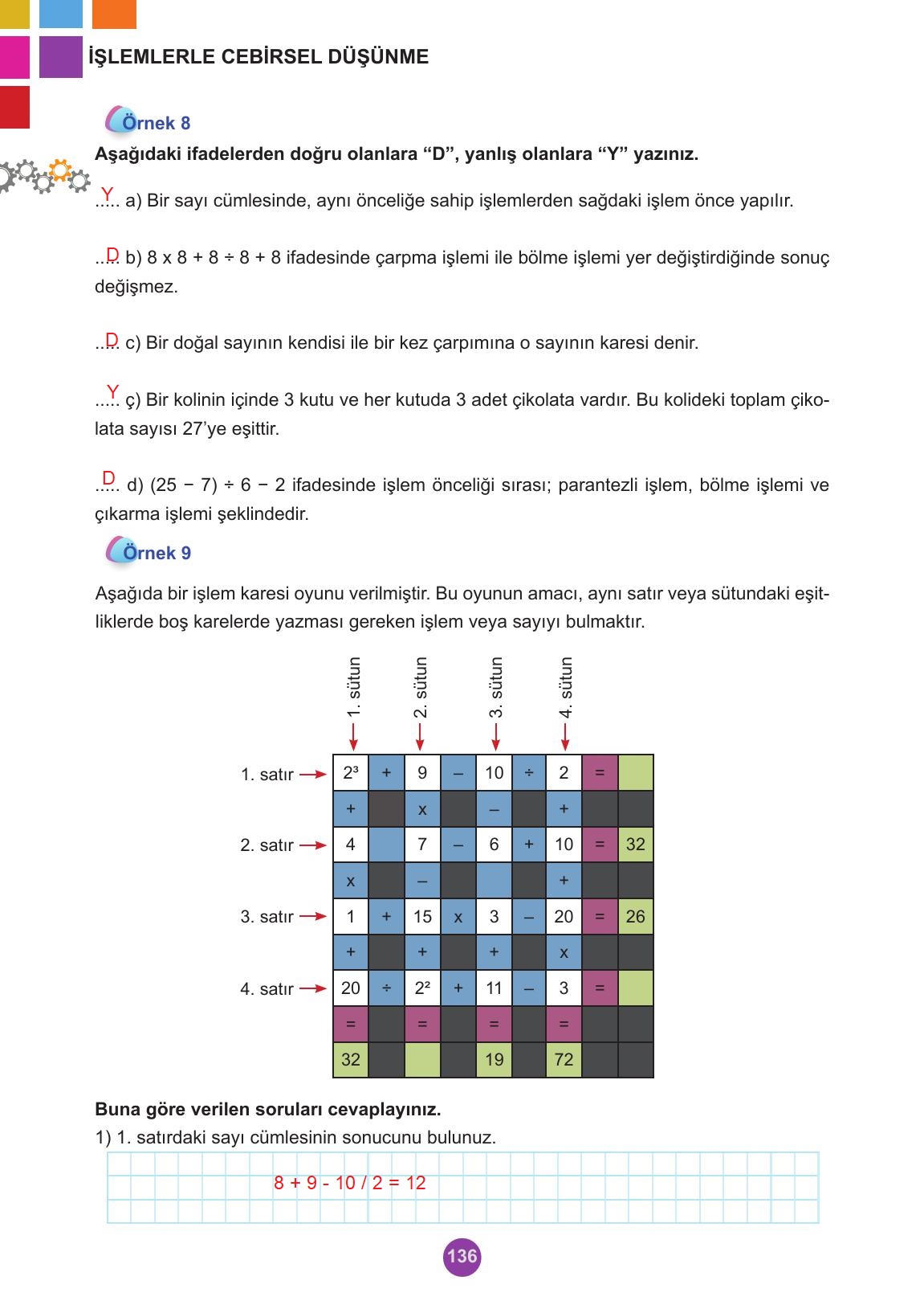 5. Sınıf Meb Yayınları 2. Kitap Matematik Ders Kitabı Sayfa 136 Cevapları
