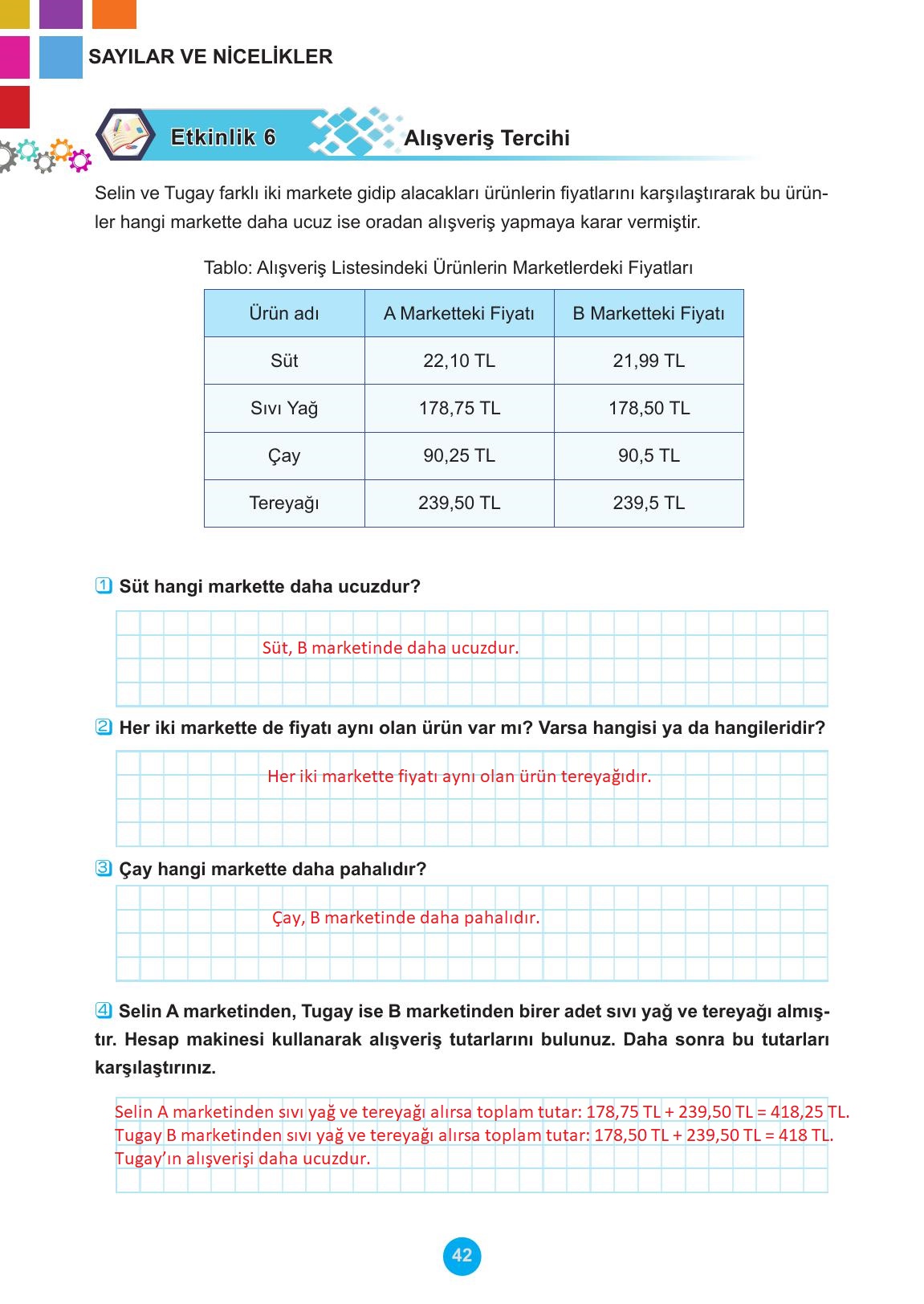 5. Sınıf Meb Yayınları 2. Kitap Matematik Ders Kitabı Sayfa 42 Cevapları 5. Sınıf Meb Yayınları 2. Kitap Matematik Ders Kitabı Sayfa 42 Cevapları