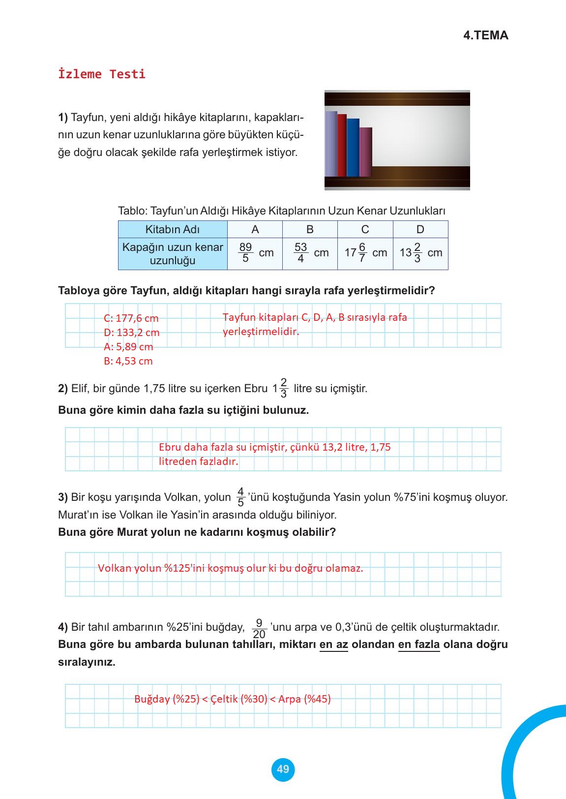 5. Sınıf Meb Yayınları 2. Kitap Matematik Ders Kitabı Sayfa 49 Cevapları