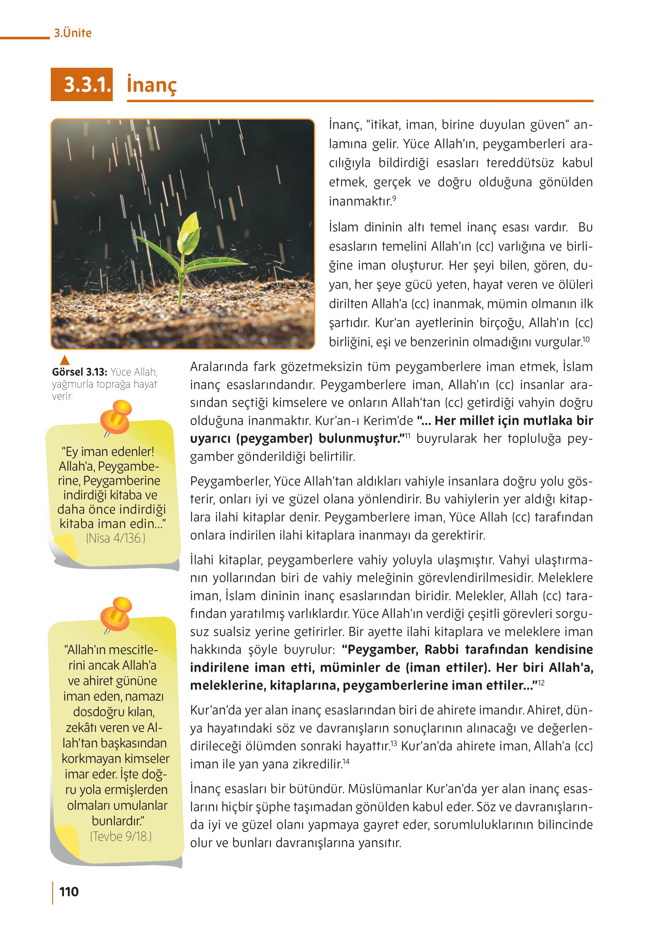 5. Sınıf Meb Yayınları Din Kültürü Ve Ahlak Bilgisi Ders Kitabı Sayfa 110 Cevapları