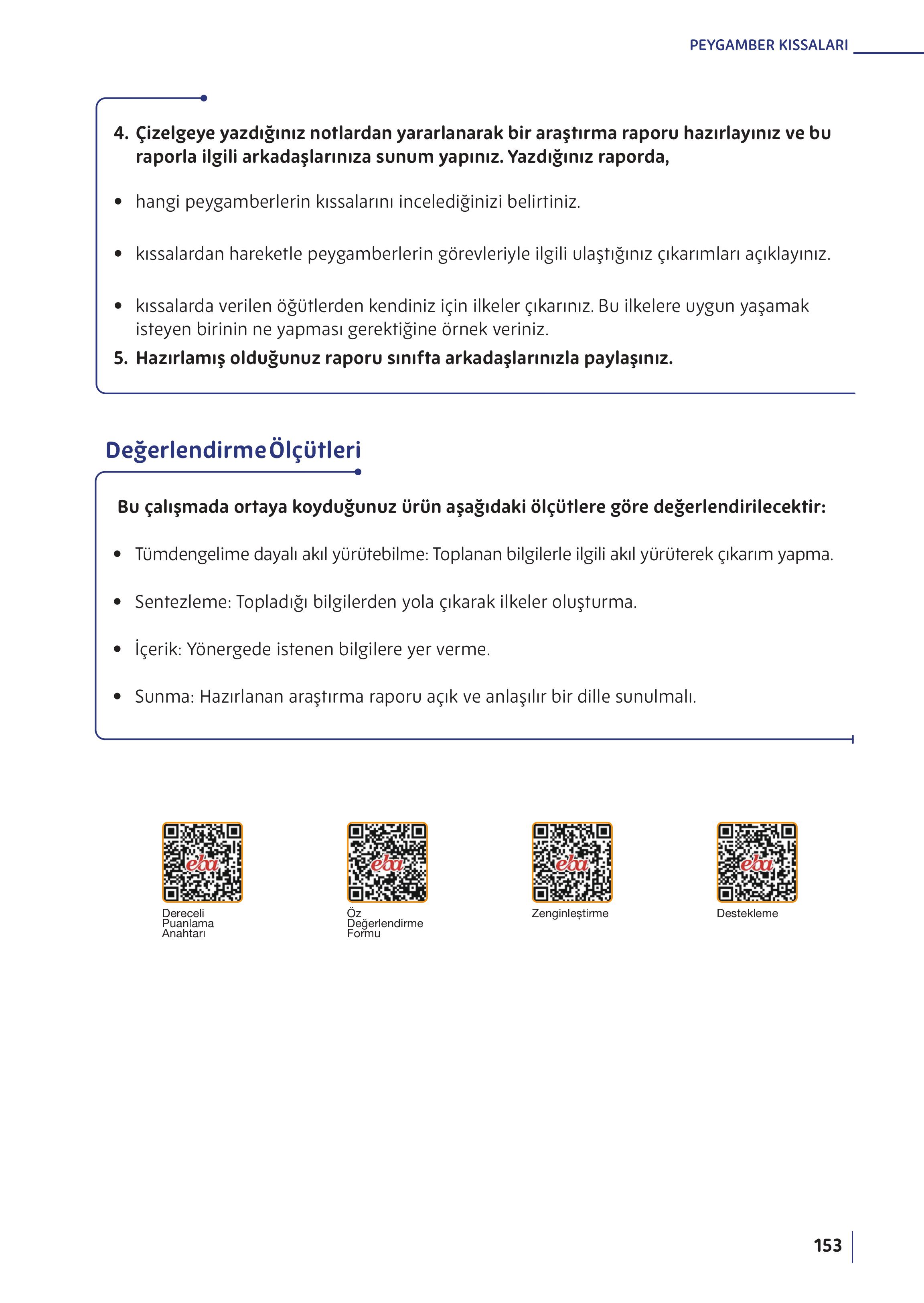 5. Sınıf Meb Yayınları Din Kültürü Ve Ahlak Bilgisi Ders Kitabı Sayfa 153 Cevapları
