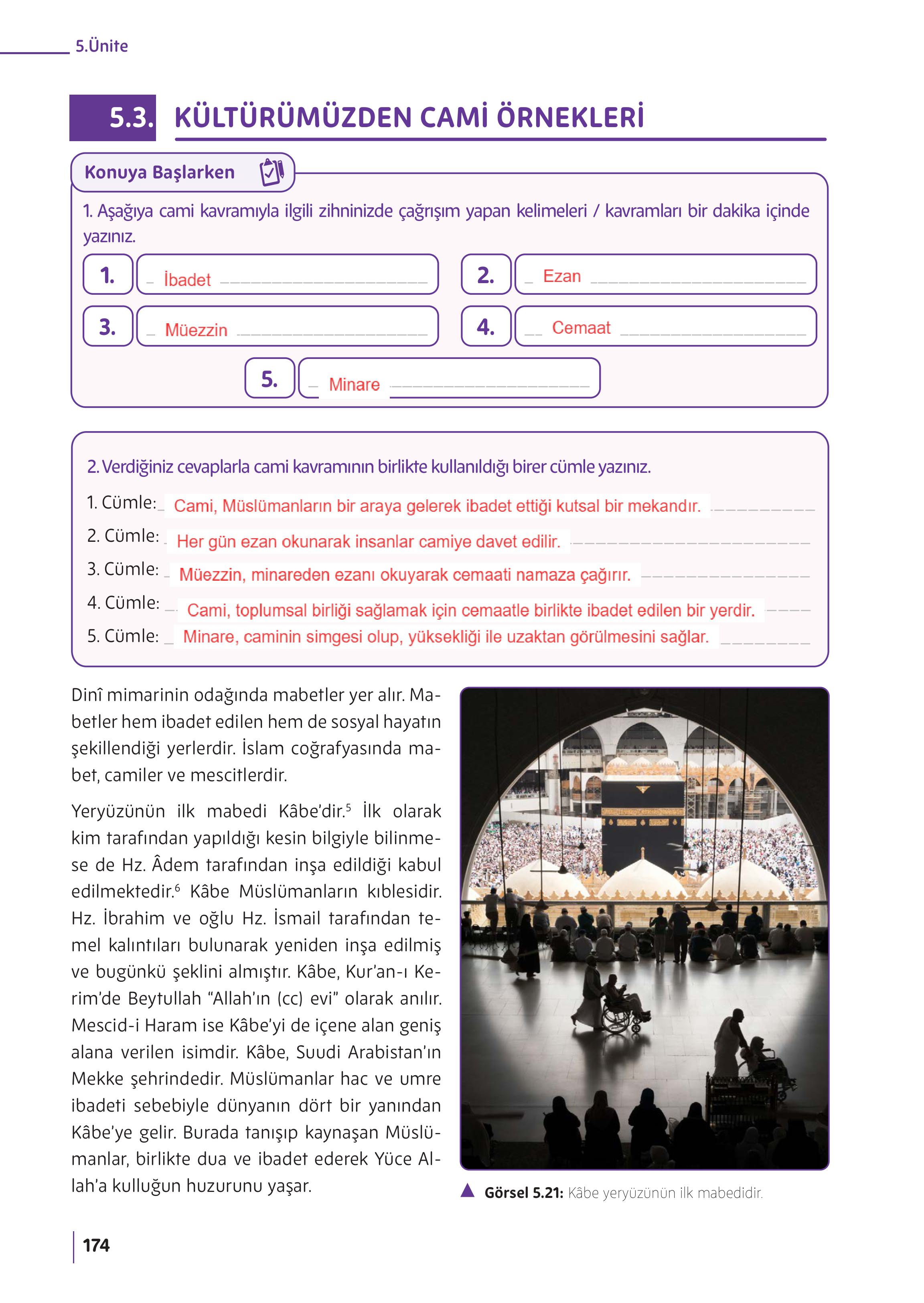 5. Sınıf Meb Yayınları Din Kültürü Ve Ahlak Bilgisi Ders Kitabı Sayfa 174 Cevapları 5. Sınıf Meb Yayınları Din Kültürü Ve Ahlak Bilgisi Ders Kitabı Sayfa 174 Cevapları