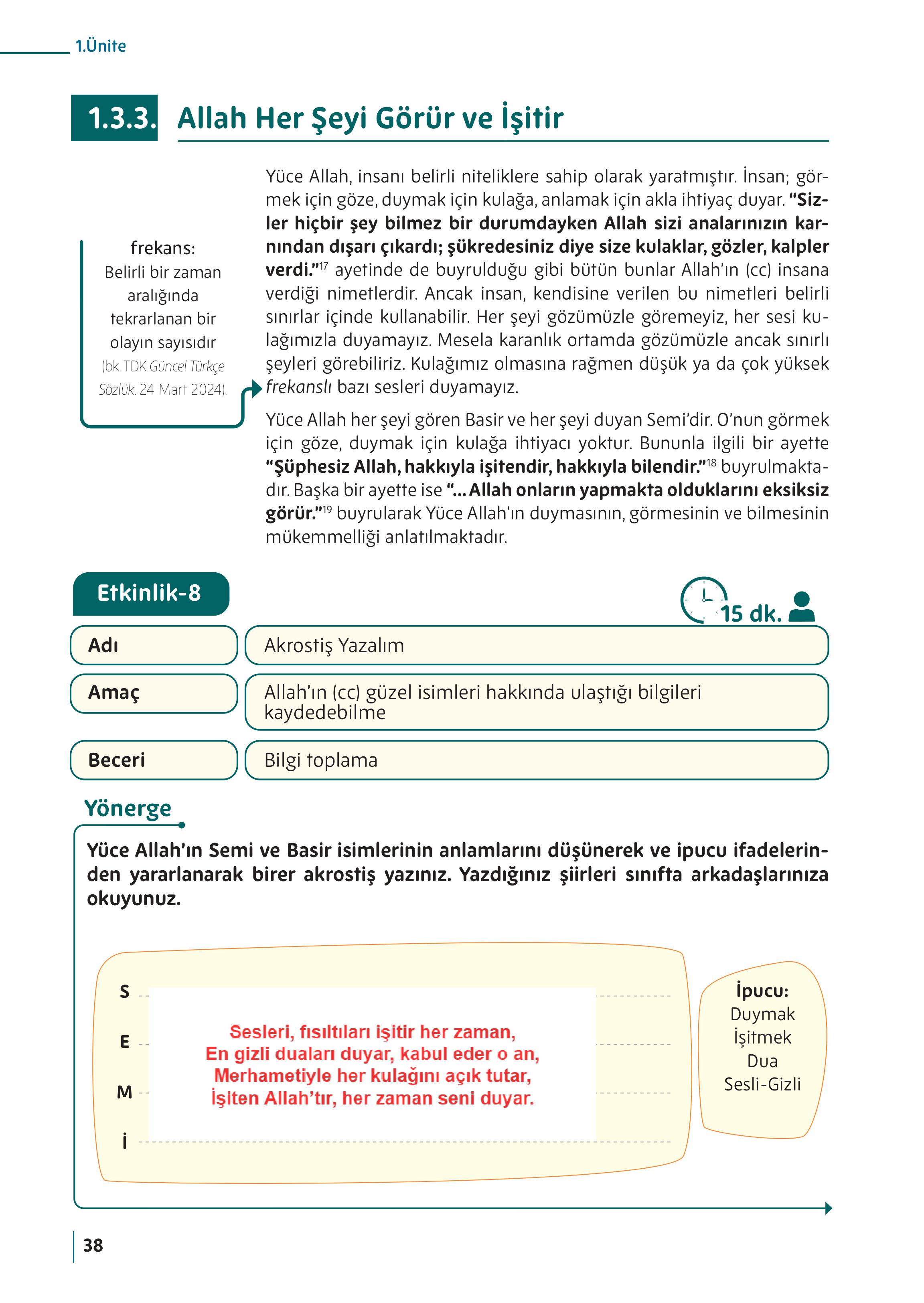 5. Sınıf Meb Yayınları Din Kültürü Ve Ahlak Bilgisi Ders Kitabı Sayfa 38 Cevapları