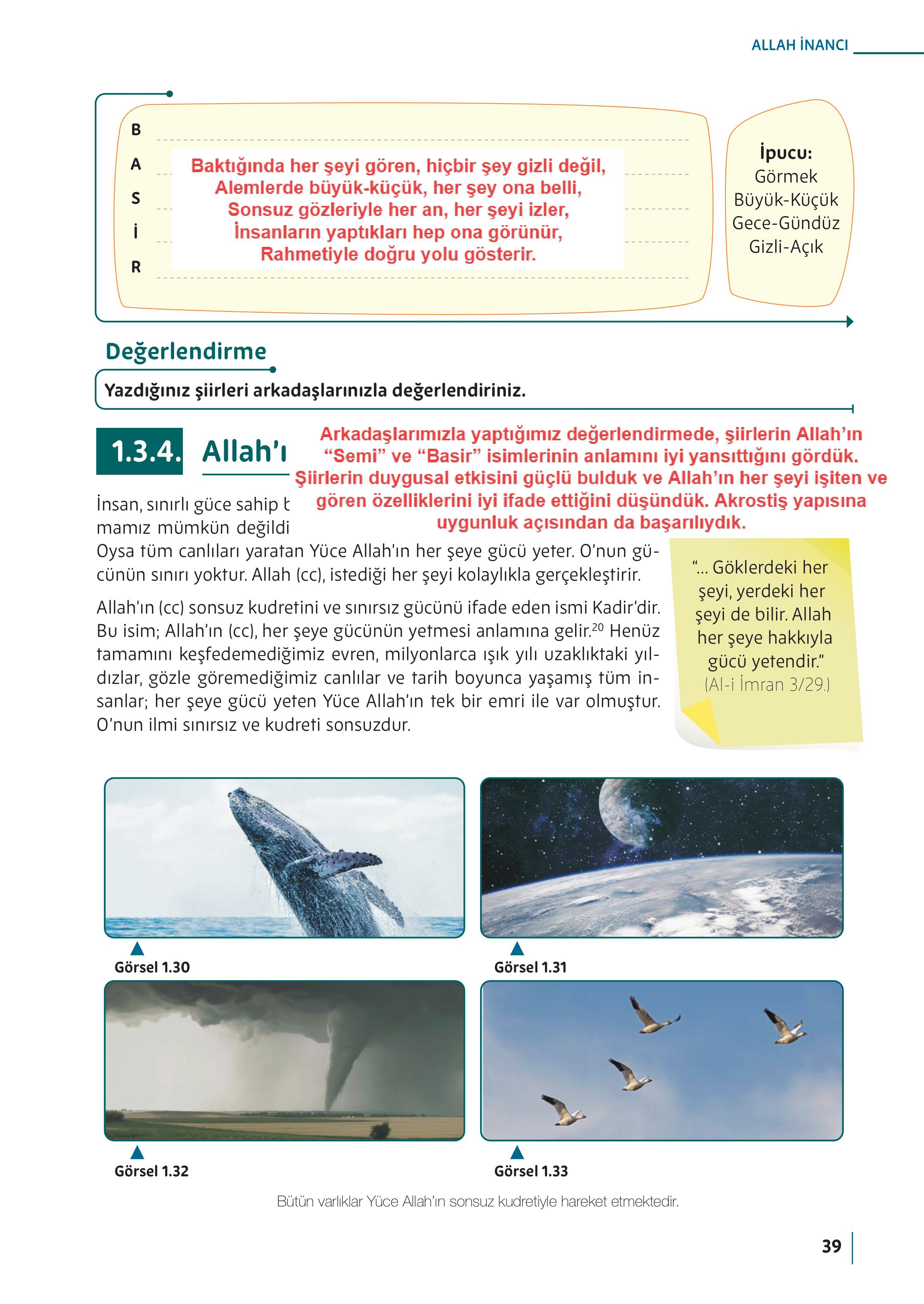 5. Sınıf Meb Yayınları Din Kültürü Ve Ahlak Bilgisi Ders Kitabı Sayfa 39 Cevapları