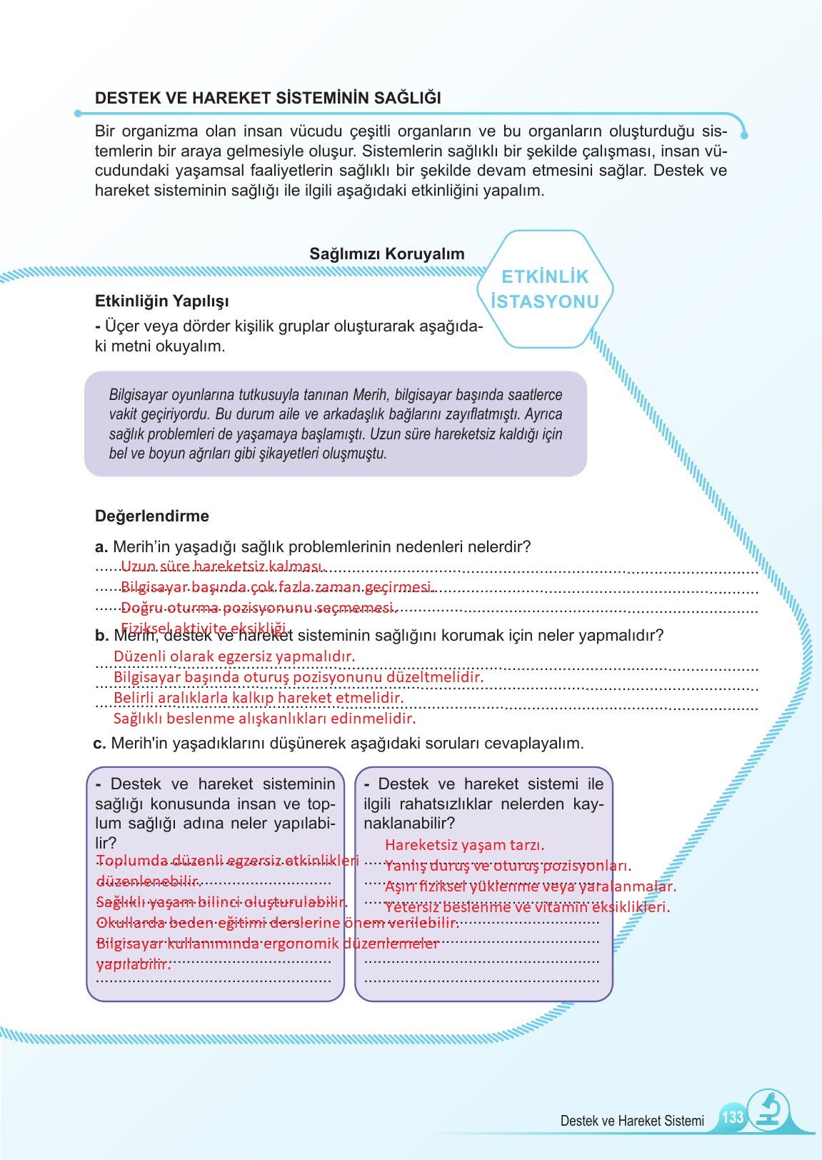 5. Sınıf Meb Yayınları Fen Bilimleri Ders Kitabı Sayfa 133 Cevapları