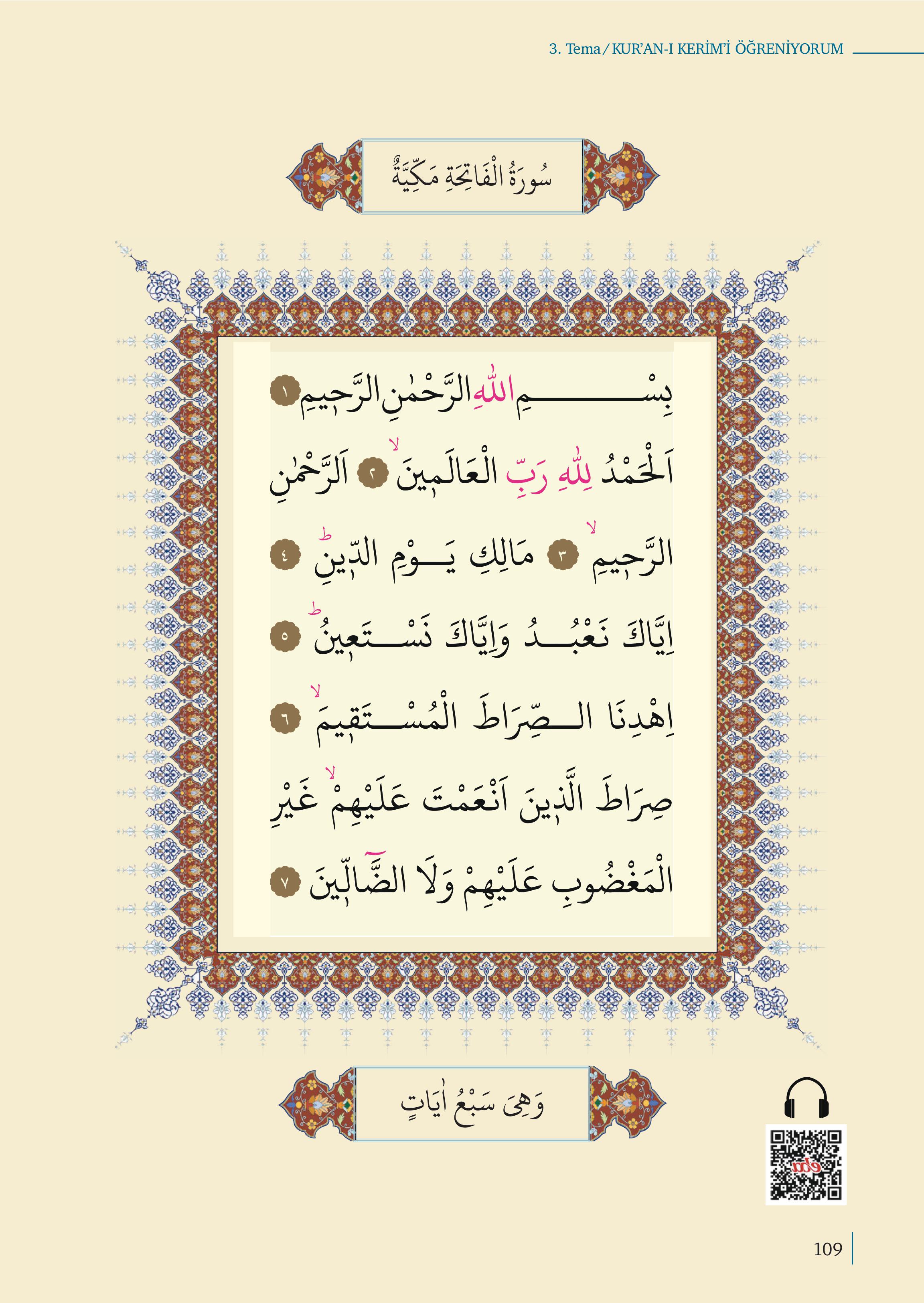 5. Sınıf Meb Yayınları Kur'an- Kerim Ders Kitabı Sayfa 109 Cevapları