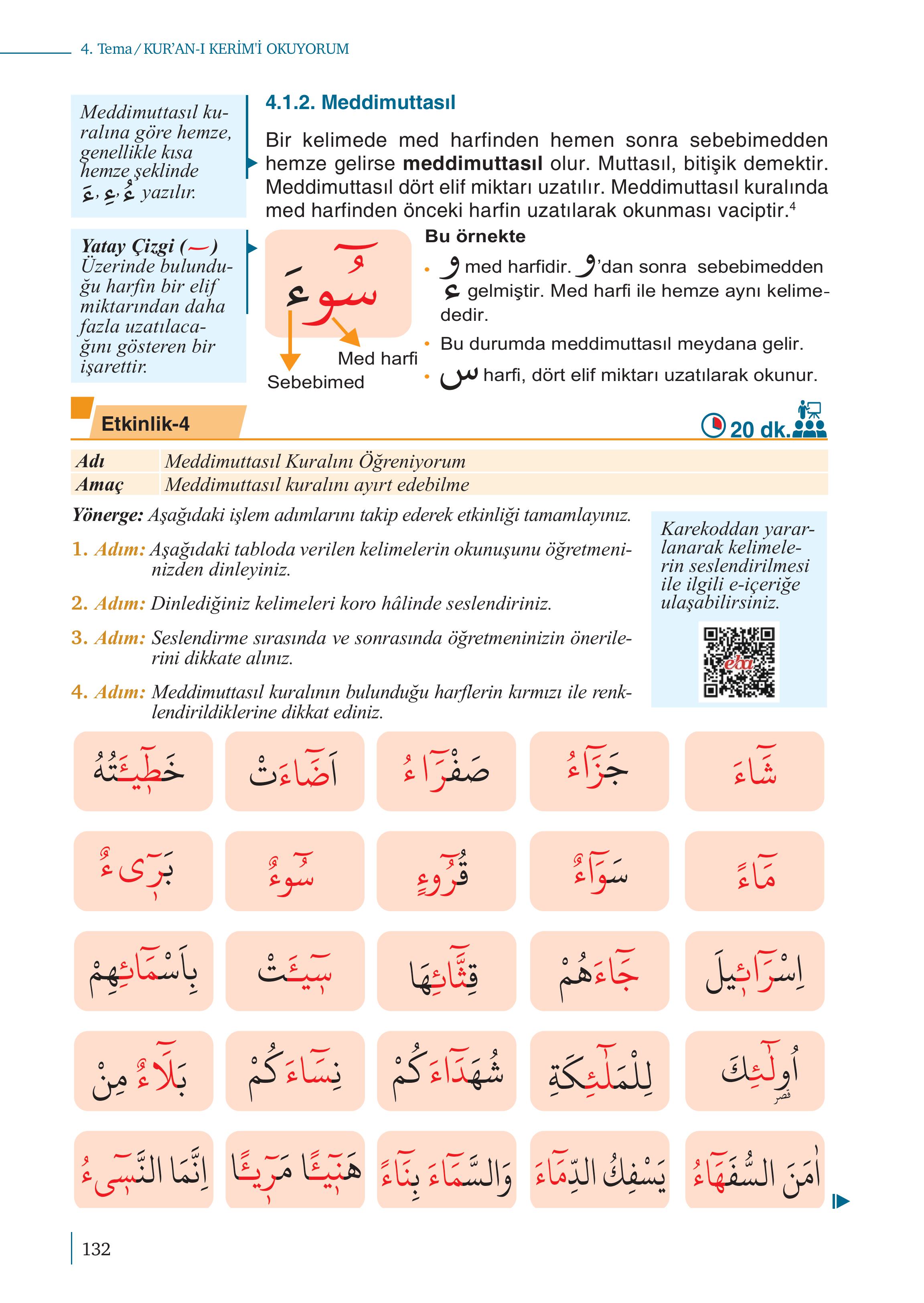 5. Sınıf Meb Yayınları Kur'an- Kerim Ders Kitabı Sayfa 132 Cevapları