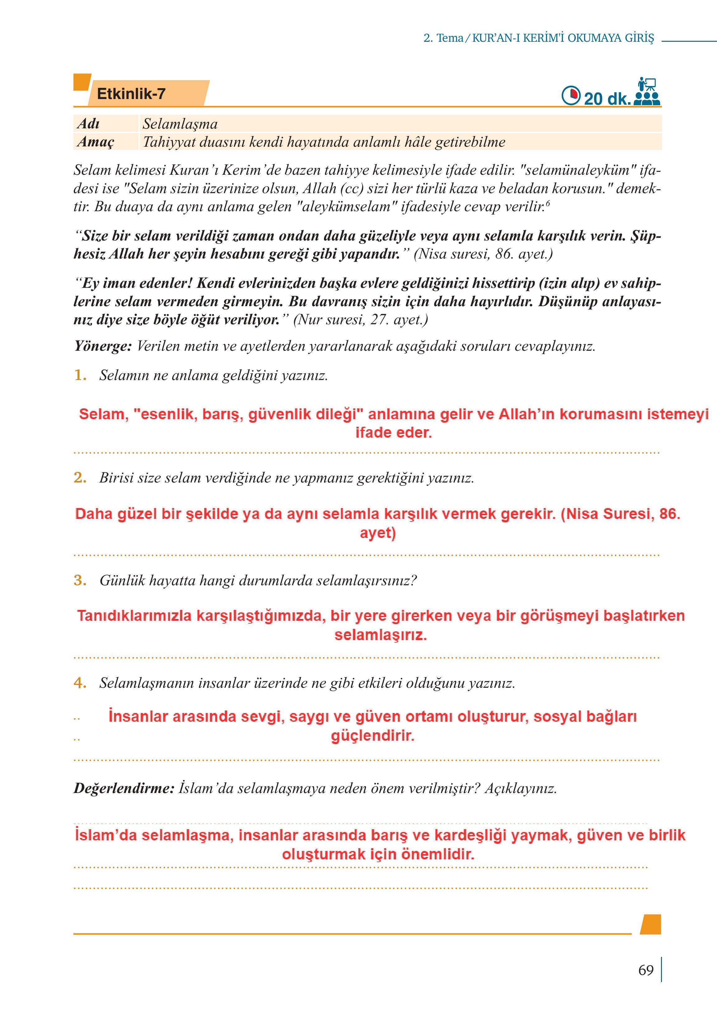 5. Sınıf Meb Yayınları Kur'an- Kerim Ders Kitabı Sayfa 69 Cevapları 5. Sınıf Meb Yayınları Kur'an- Kerim Ders Kitabı Sayfa 69 Cevapları
