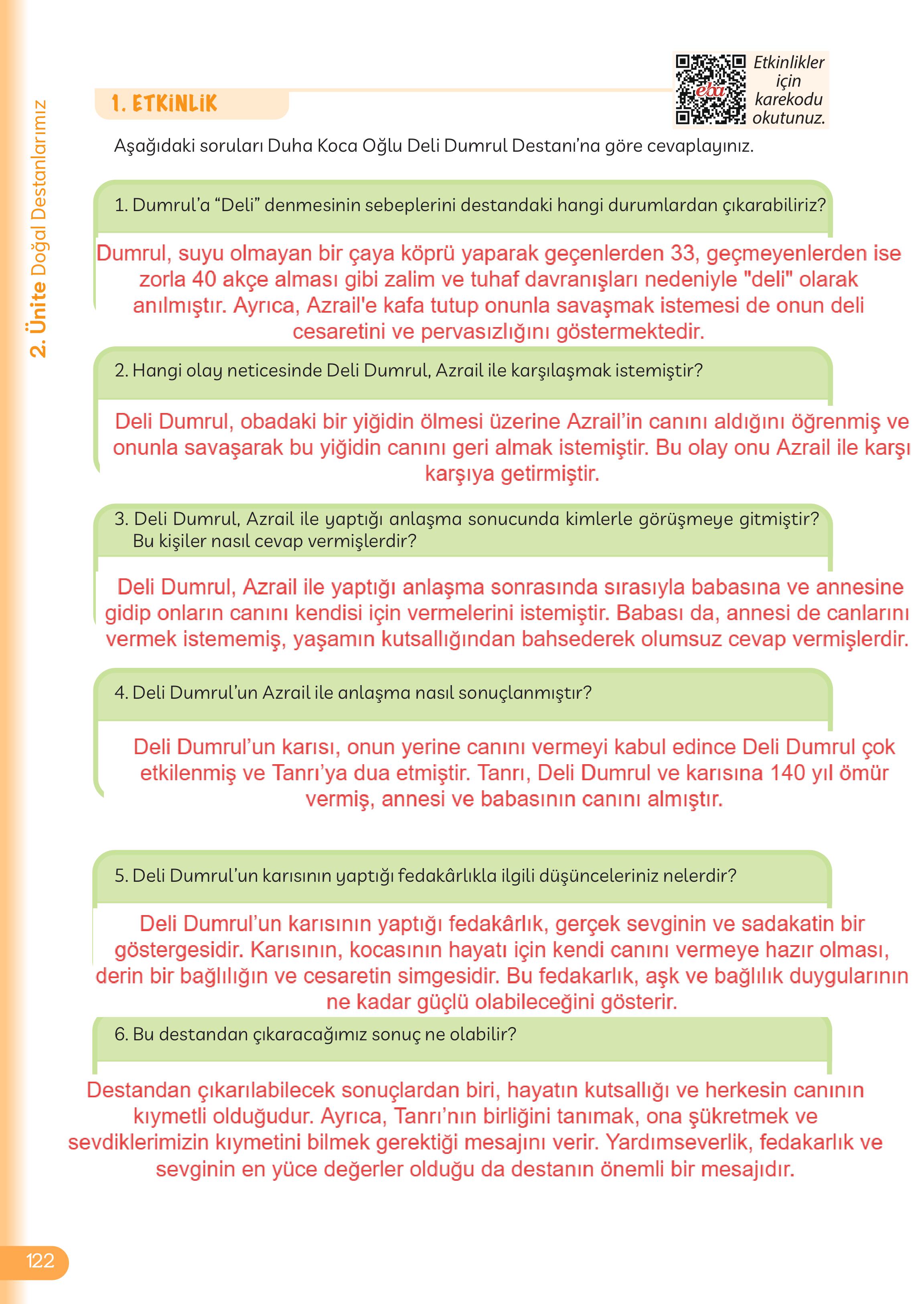 5. Sınıf Meb Yayınları Masal Ve Destanlarımız Ders Kitabı Sayfa 123 Cevapları