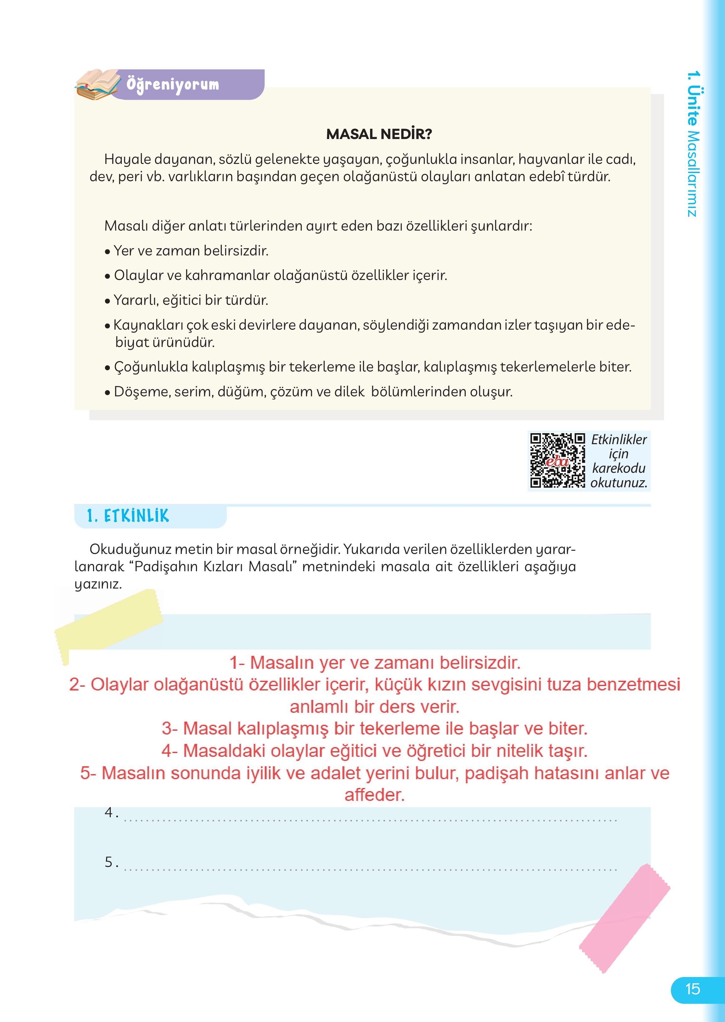 5. Sınıf Meb Yayınları Masal Ve Destanlarımız Ders Kitabı Sayfa 16 Cevapları