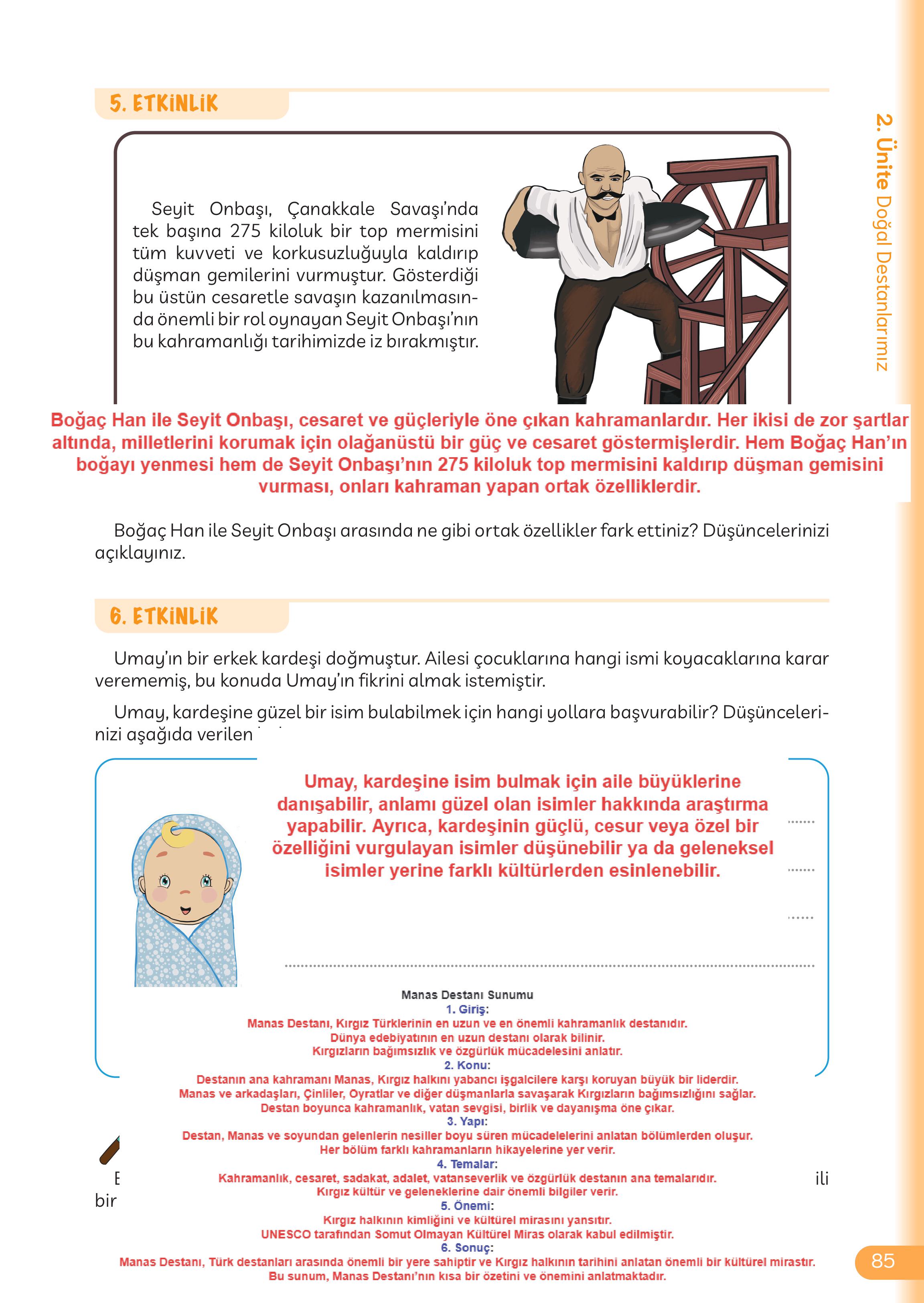 5. Sınıf Meb Yayınları Masal Ve Destanlarımız Ders Kitabı Sayfa 86 Cevapları
