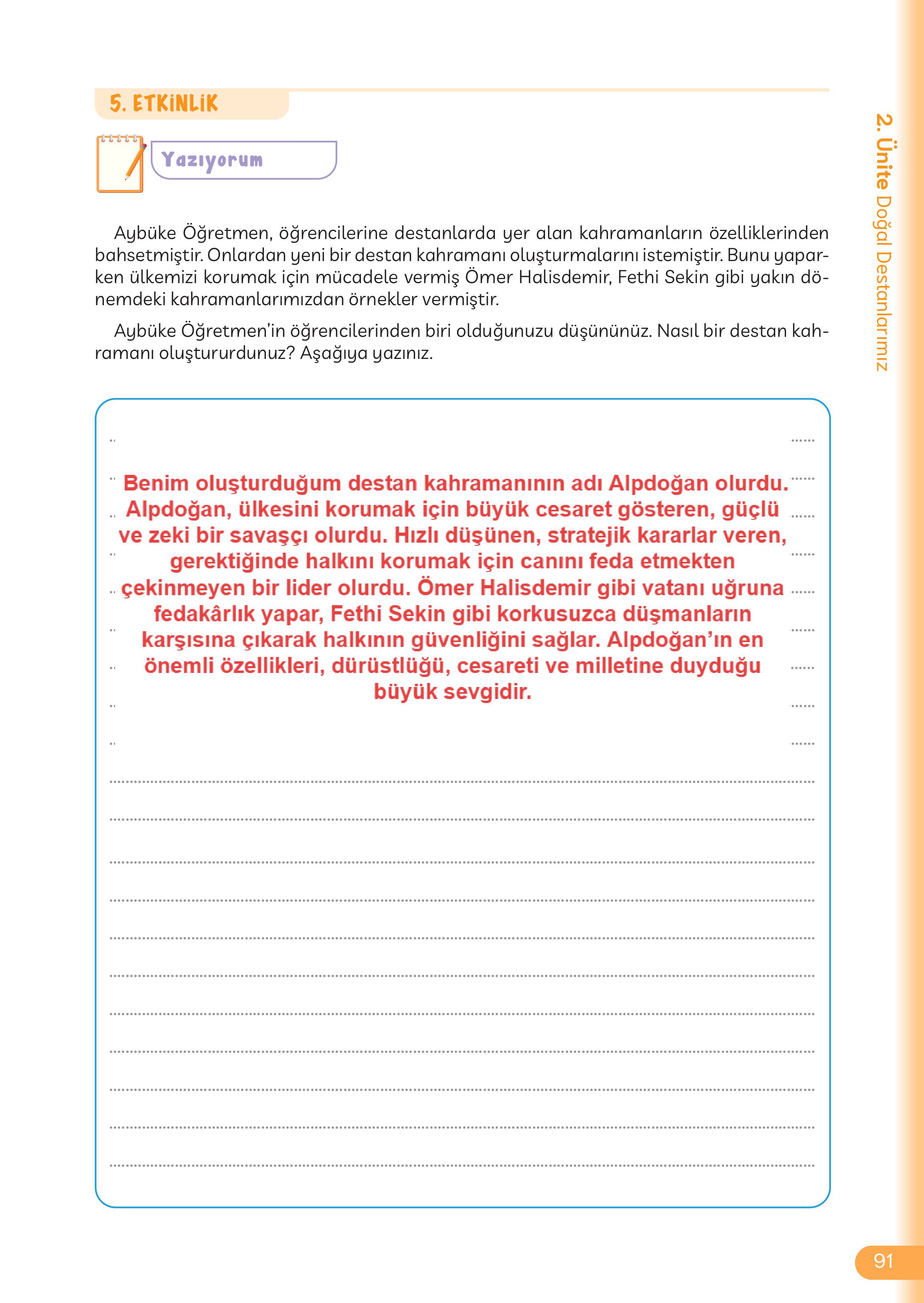 5. Sınıf Meb Yayınları Masal Ve Destanlarımız Ders Kitabı Sayfa 92 Cevapları