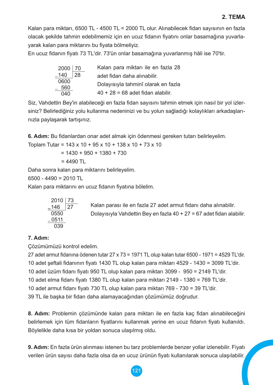 5. Sınıf Meb Yayınları Matematik Ders Kitabı Sayfa 121 Cevapları
