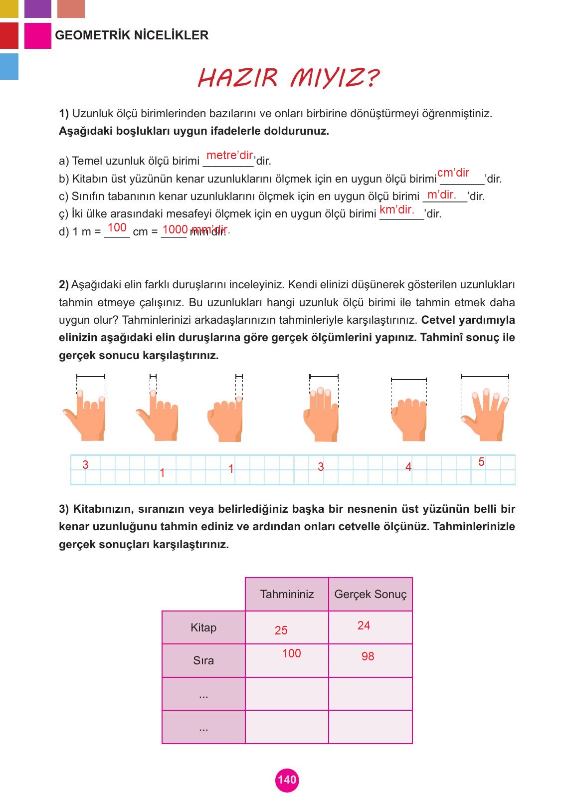 5. Sınıf Meb Yayınları Matematik Ders Kitabı Sayfa 140 Cevapları