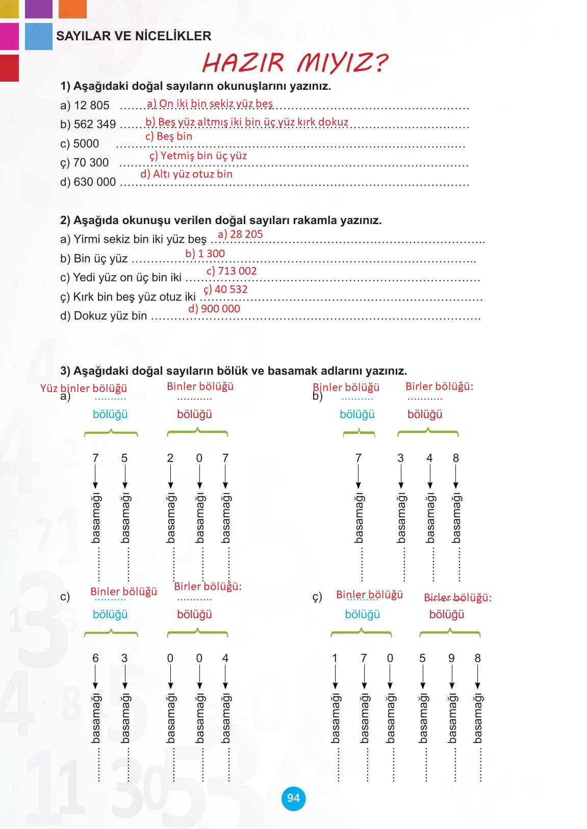 5. Sınıf Meb Yayınları Matematik Ders Kitabı Sayfa 94 Cevapları
