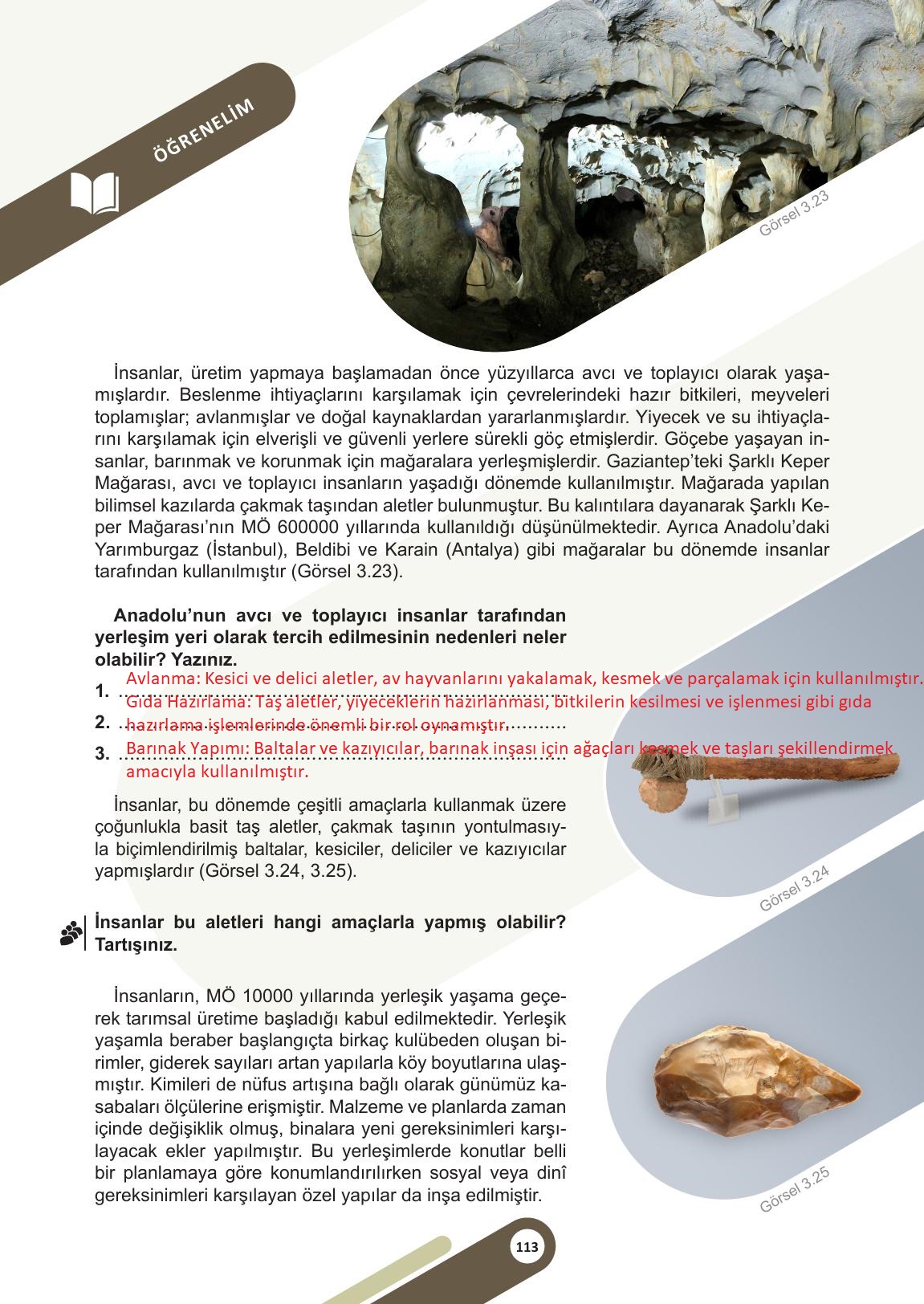 5. Sınıf Meb Yayınları Sosyal Bilgiler Ders Kitabı Sayfa 113 Cevapları