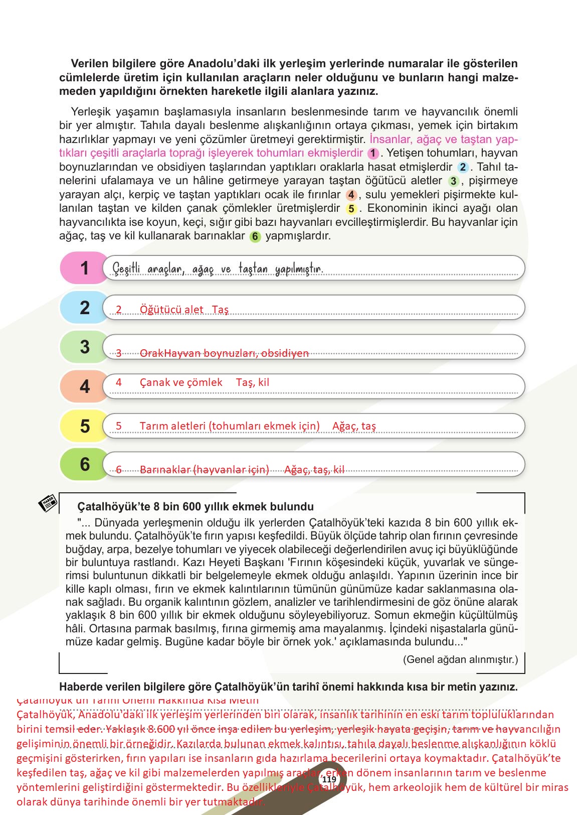 5. Sınıf Meb Yayınları Sosyal Bilgiler Ders Kitabı Sayfa 119 Cevapları