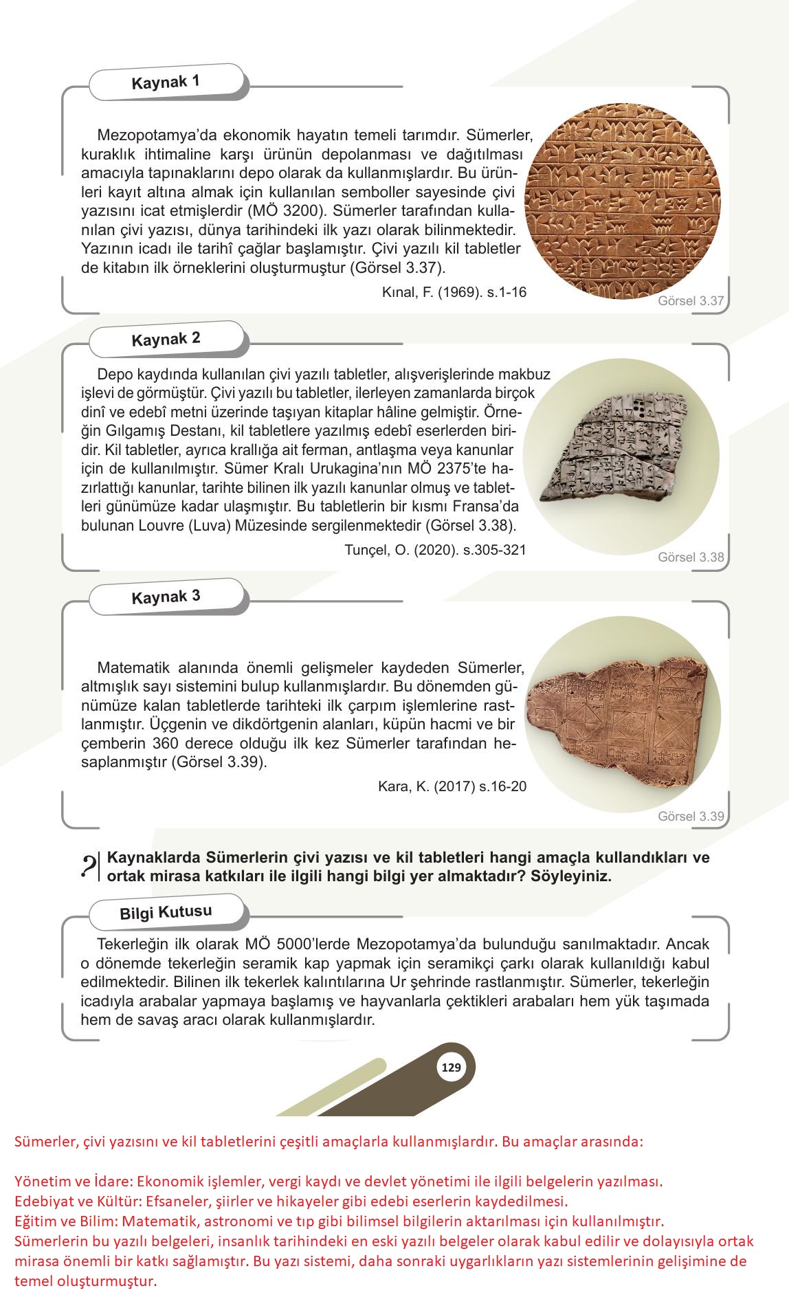 5. Sınıf Meb Yayınları Sosyal Bilgiler Ders Kitabı Sayfa 129 Cevapları
