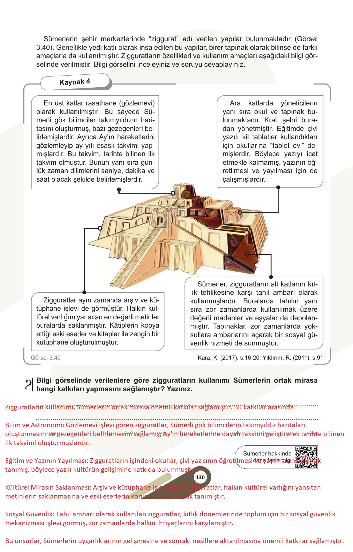 5. Sınıf Meb Yayınları Sosyal Bilgiler Ders Kitabı Sayfa 130 Cevapları