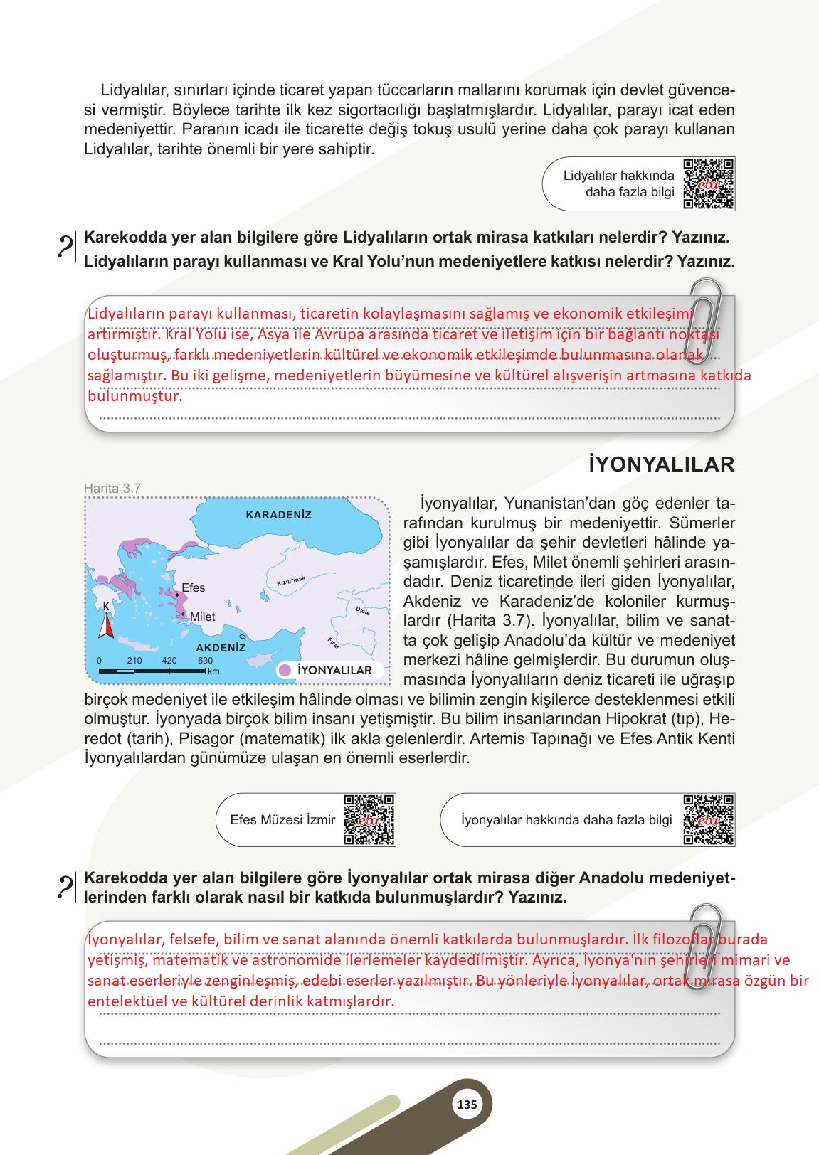 5. Sınıf Meb Yayınları Sosyal Bilgiler Ders Kitabı Sayfa 135 Cevapları