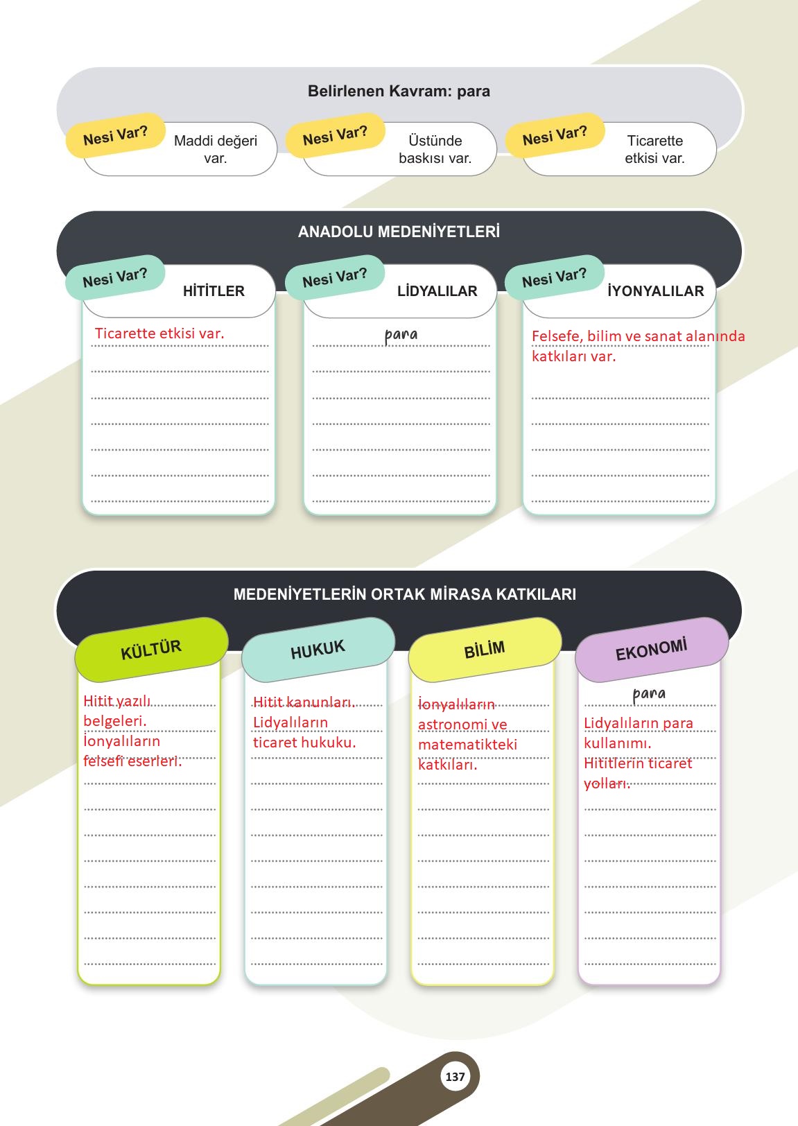 5. Sınıf Meb Yayınları Sosyal Bilgiler Ders Kitabı Sayfa 137 Cevapları