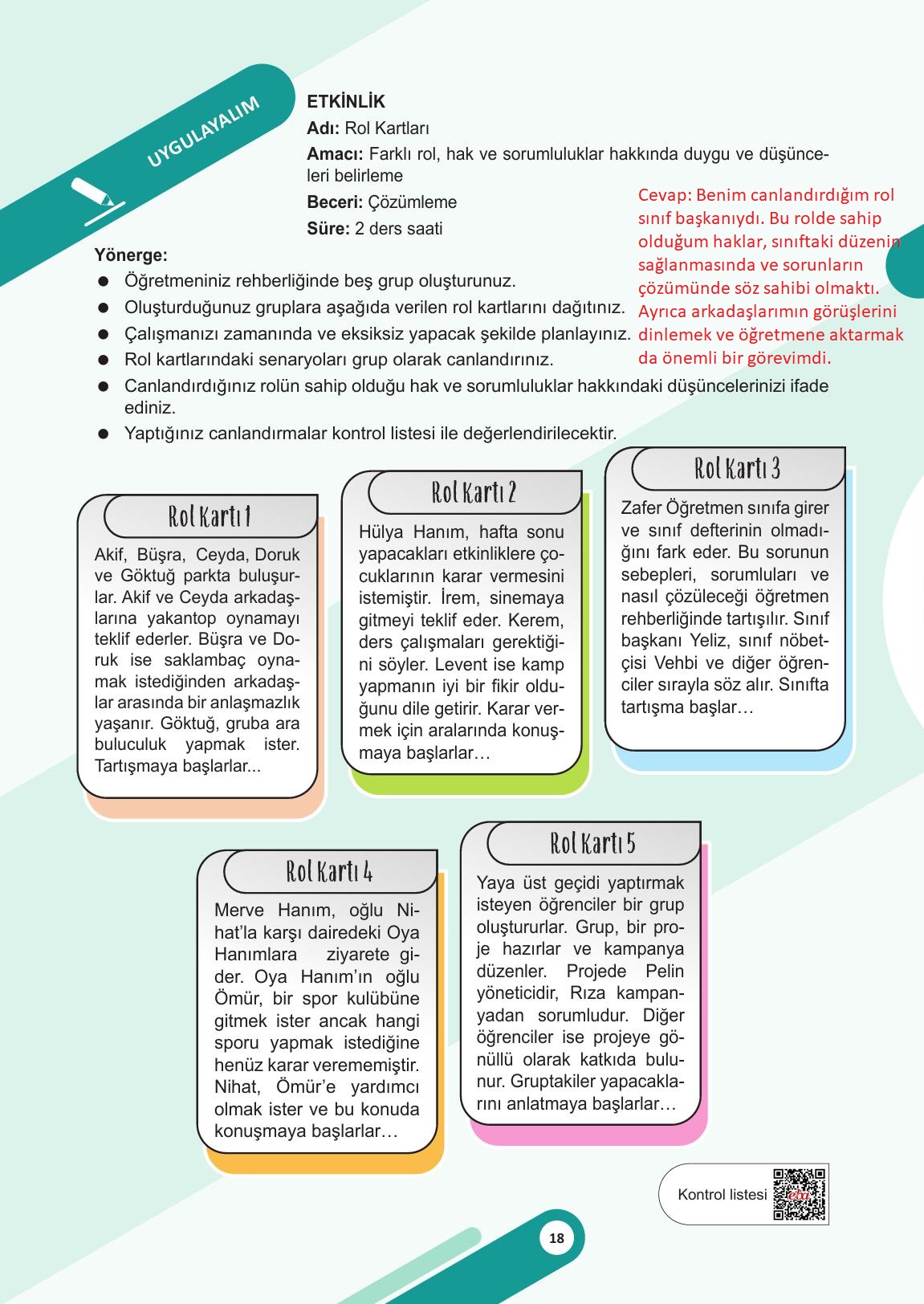 5. Sınıf Meb Yayınları Sosyal Bilgiler Ders Kitabı Sayfa 18 Cevapları