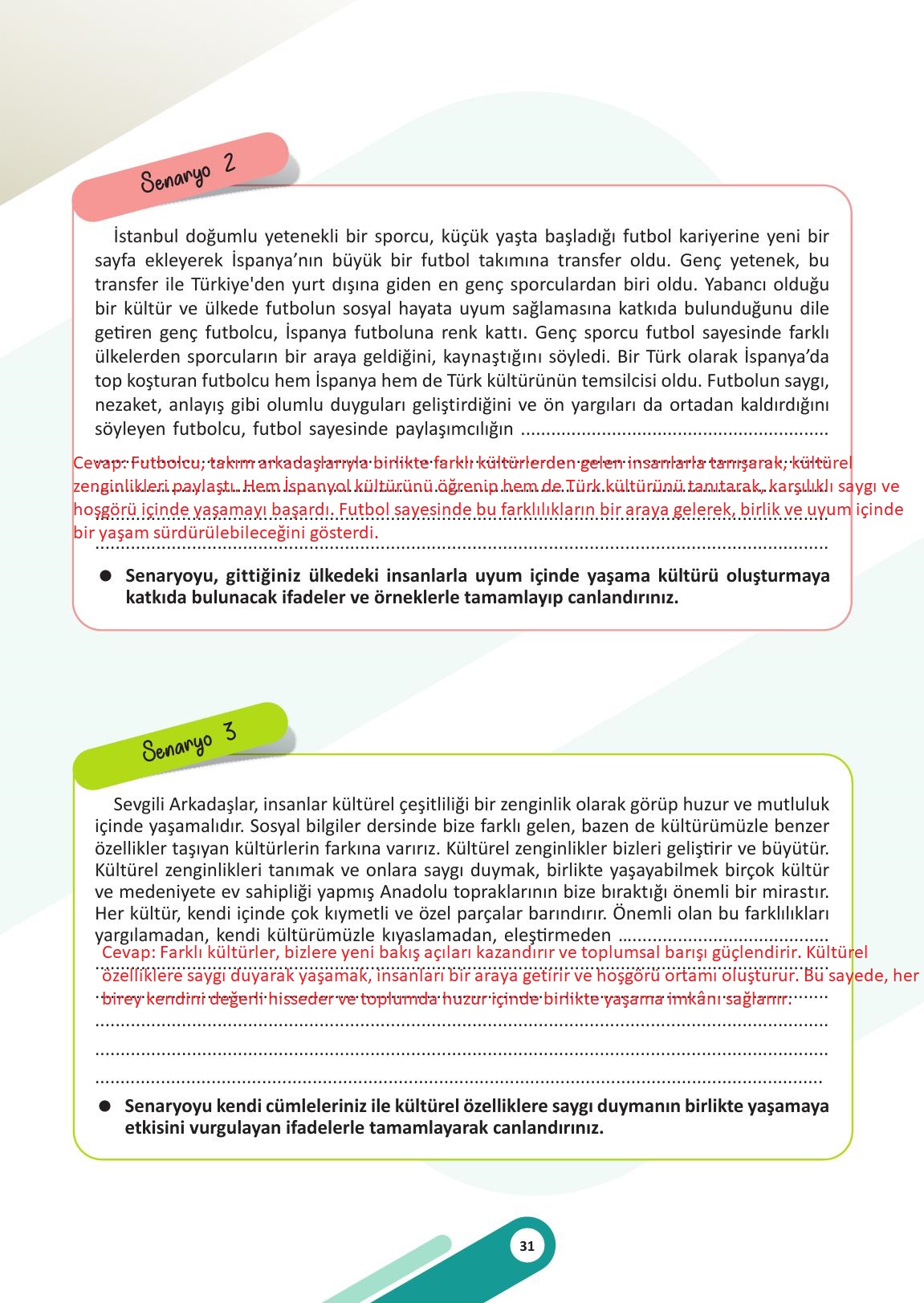 5. Sınıf Meb Yayınları Sosyal Bilgiler Ders Kitabı Sayfa 31 Cevapları