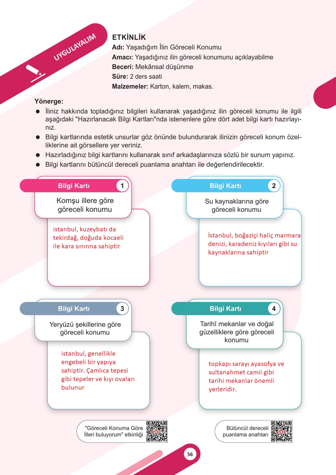 5. Sınıf Meb Yayınları Sosyal Bilgiler Ders Kitabı Sayfa 56 Cevapları