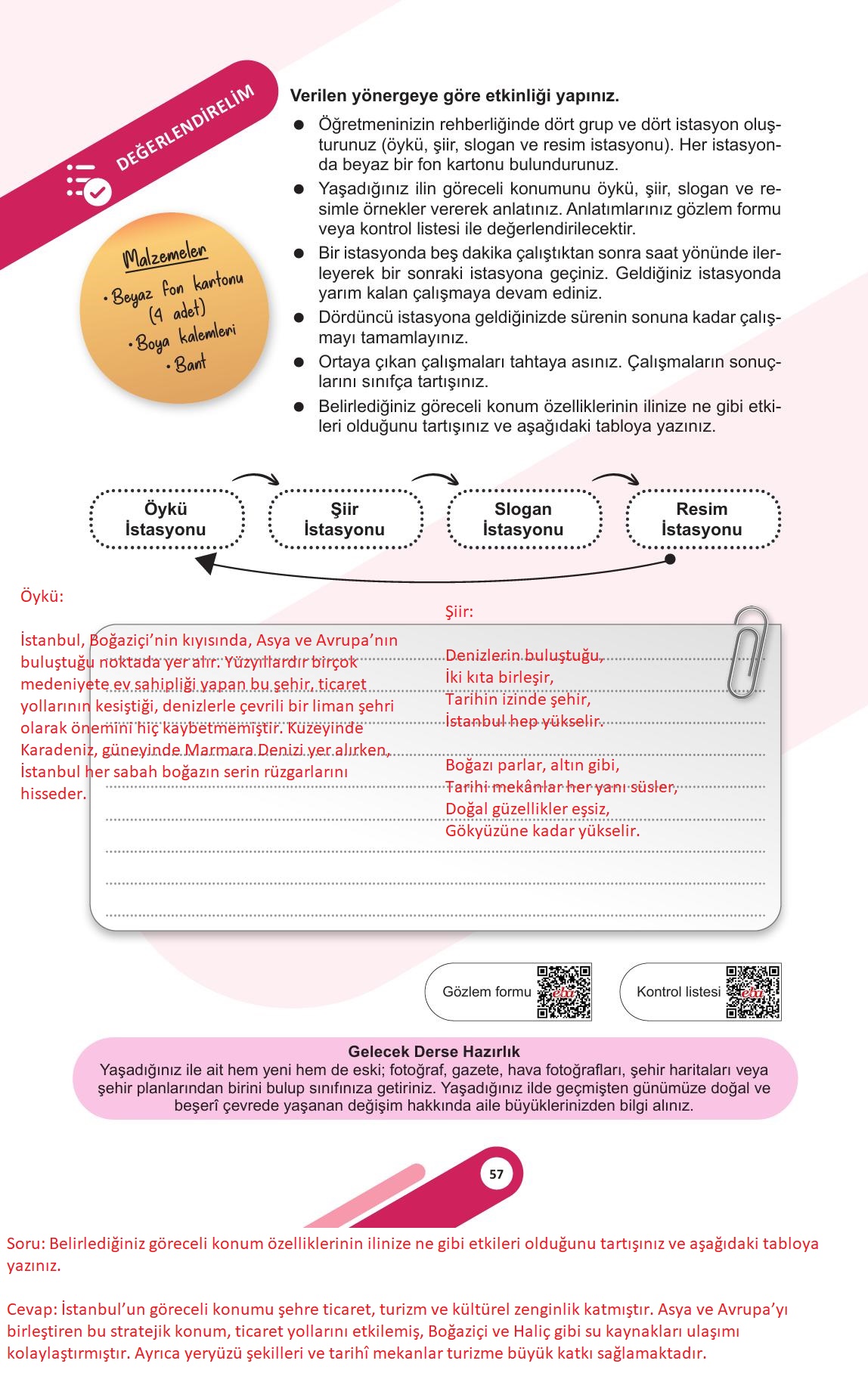 5. Sınıf Meb Yayınları Sosyal Bilgiler Ders Kitabı Sayfa 57 Cevapları