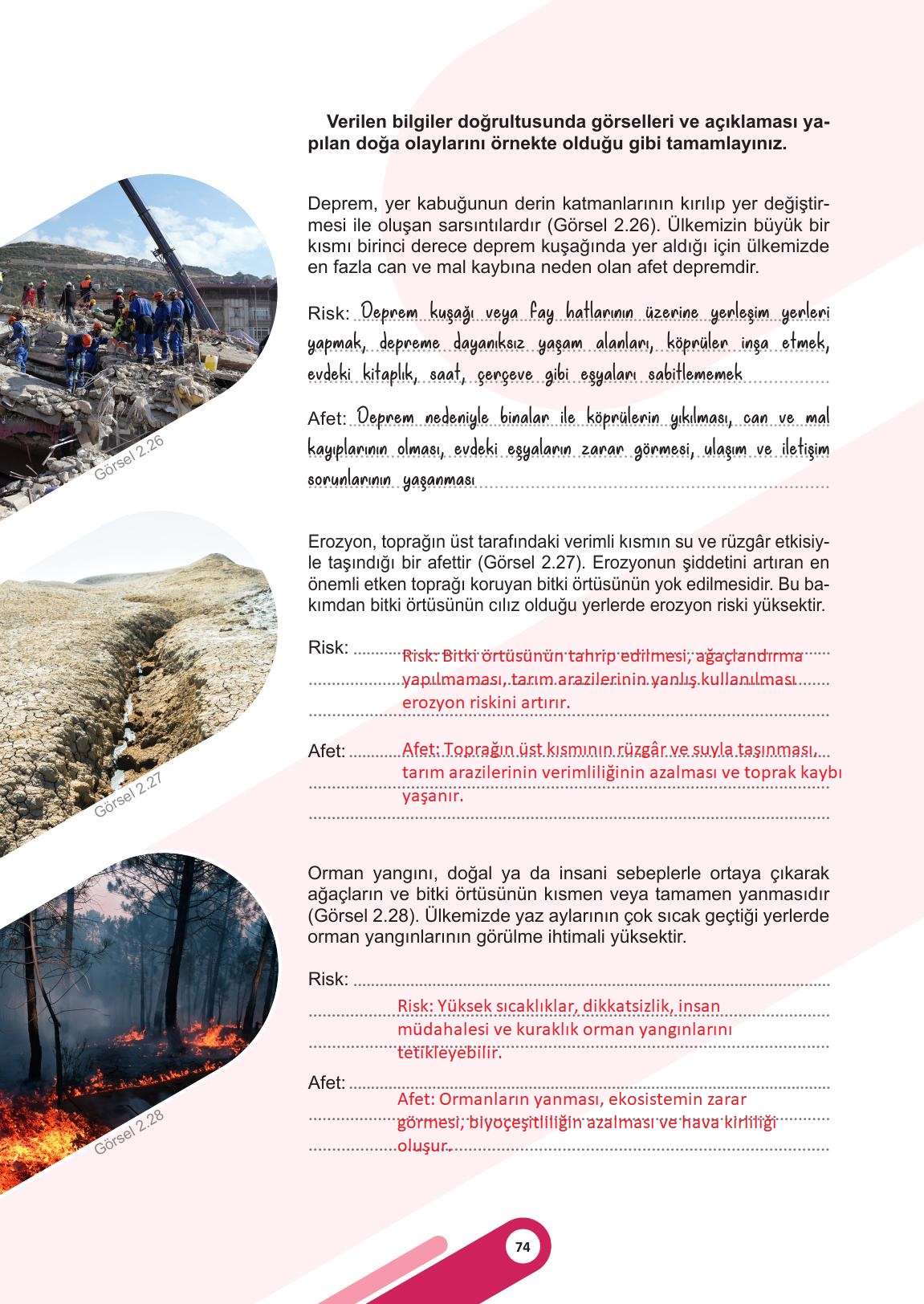 5. Sınıf Meb Yayınları Sosyal Bilgiler Ders Kitabı Sayfa 74 Cevapları