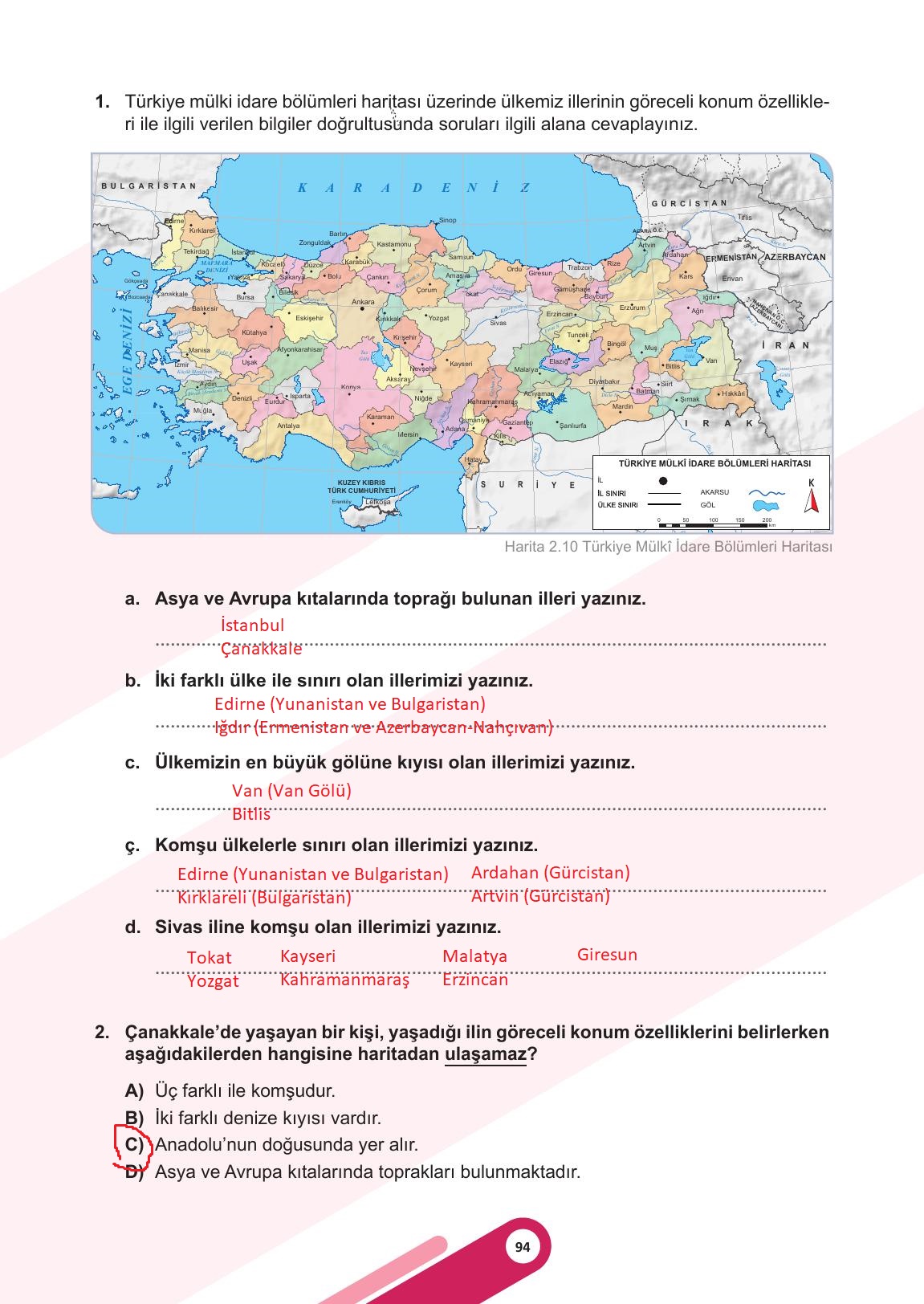 5. Sınıf Meb Yayınları Sosyal Bilgiler Ders Kitabı Sayfa 94 Cevapları