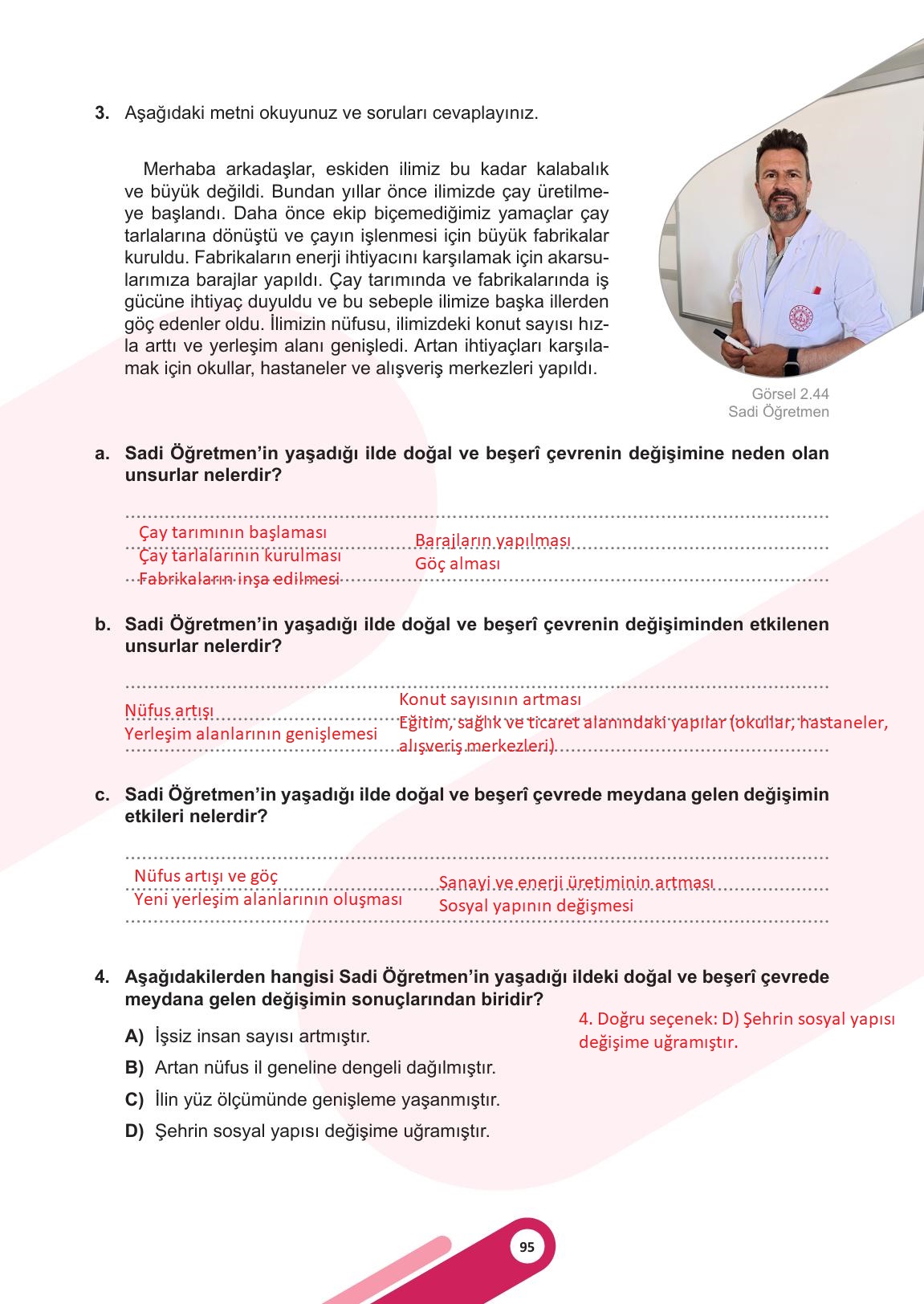 5. Sınıf Meb Yayınları Sosyal Bilgiler Ders Kitabı Sayfa 95 Cevapları