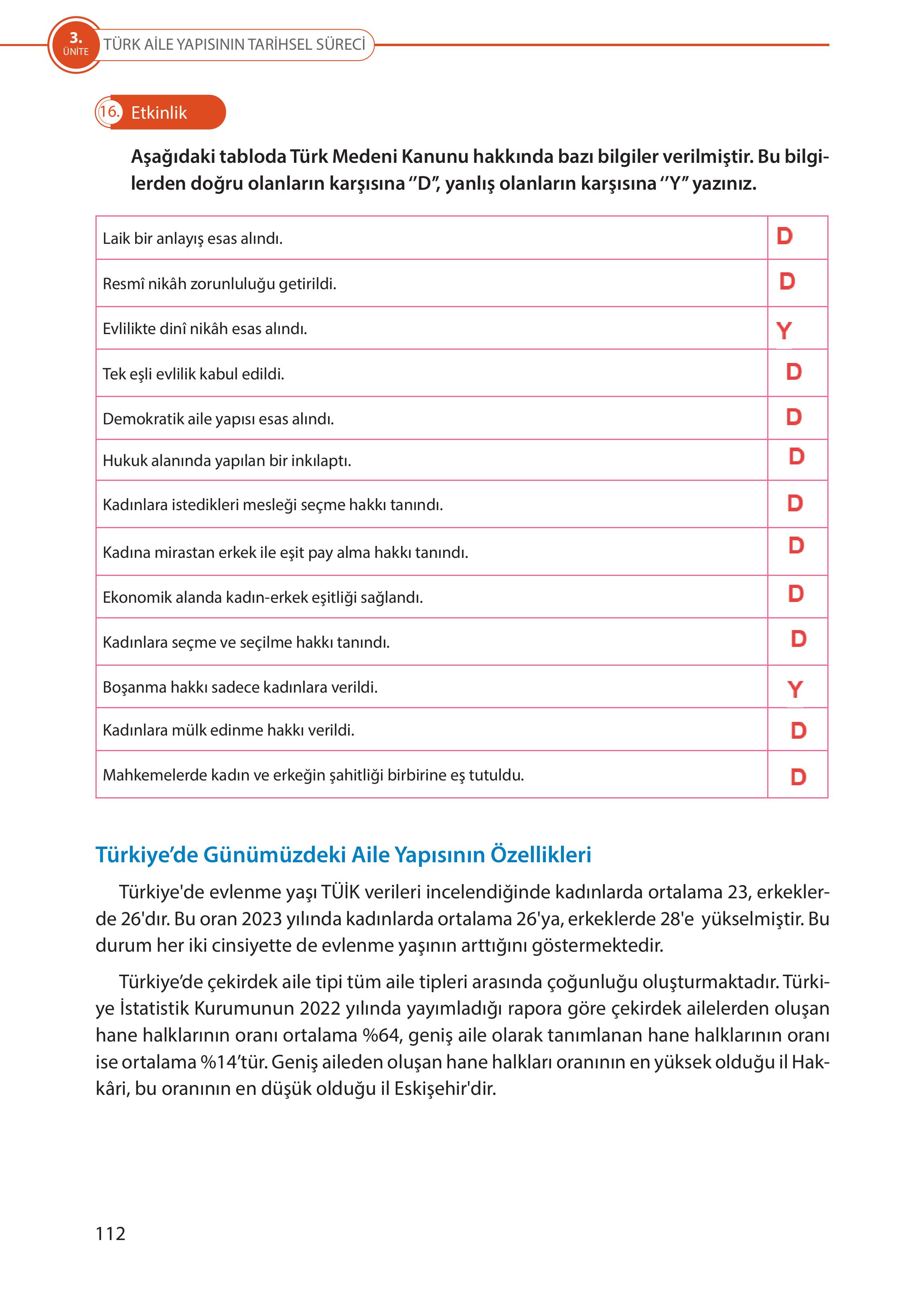5. Sınıf Meb Yayınları Türk Sosyal Hayatında Aile Ders Kitabı Sayfa 112 Cevapları 5. Sınıf Meb Yayınları Türk Sosyal Hayatında Aile Ders Kitabı Sayfa 112 Cevapları