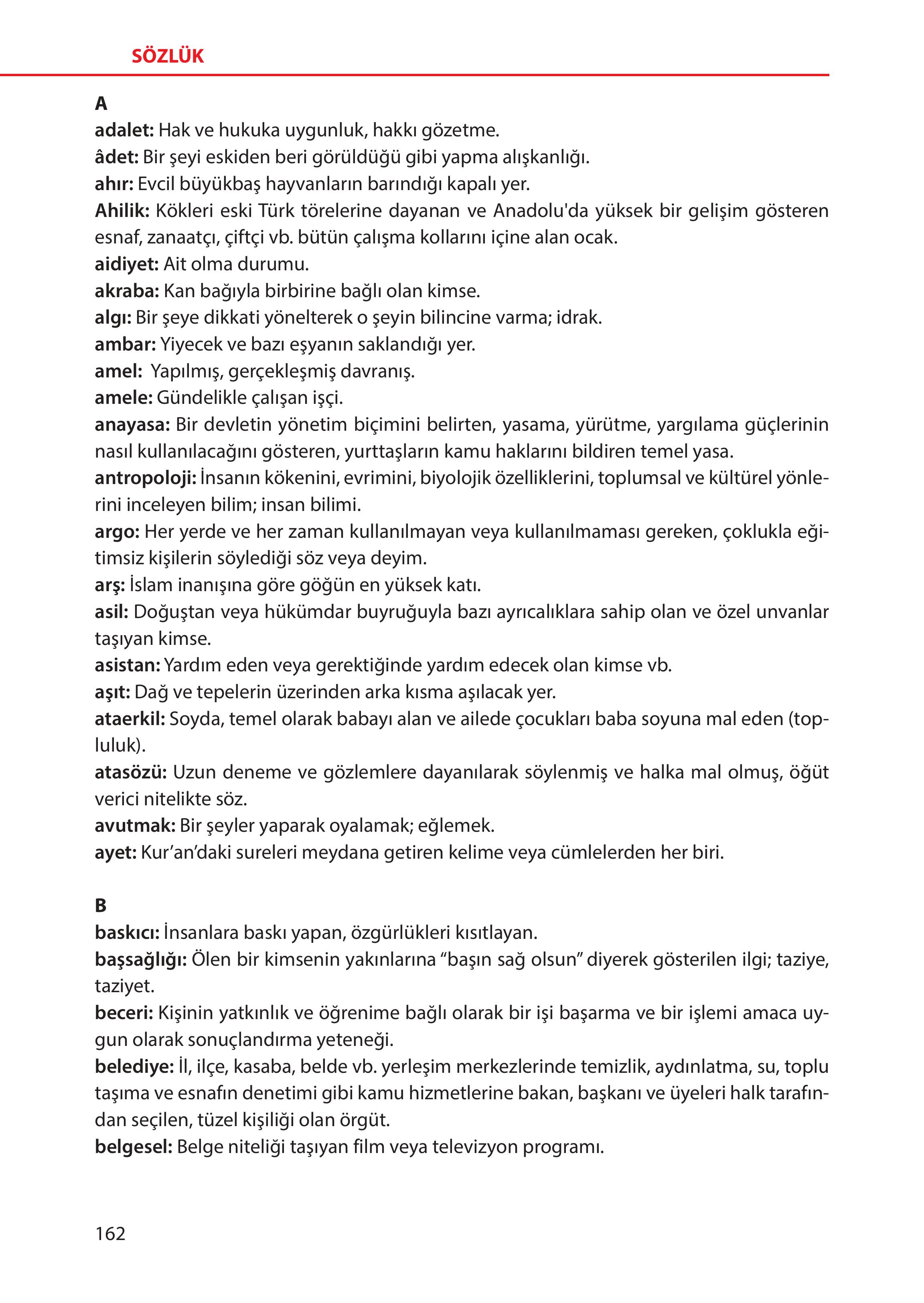 5. Sınıf Meb Yayınları Türk Sosyal Hayatında Aile Ders Kitabı Sayfa 162 Cevapları