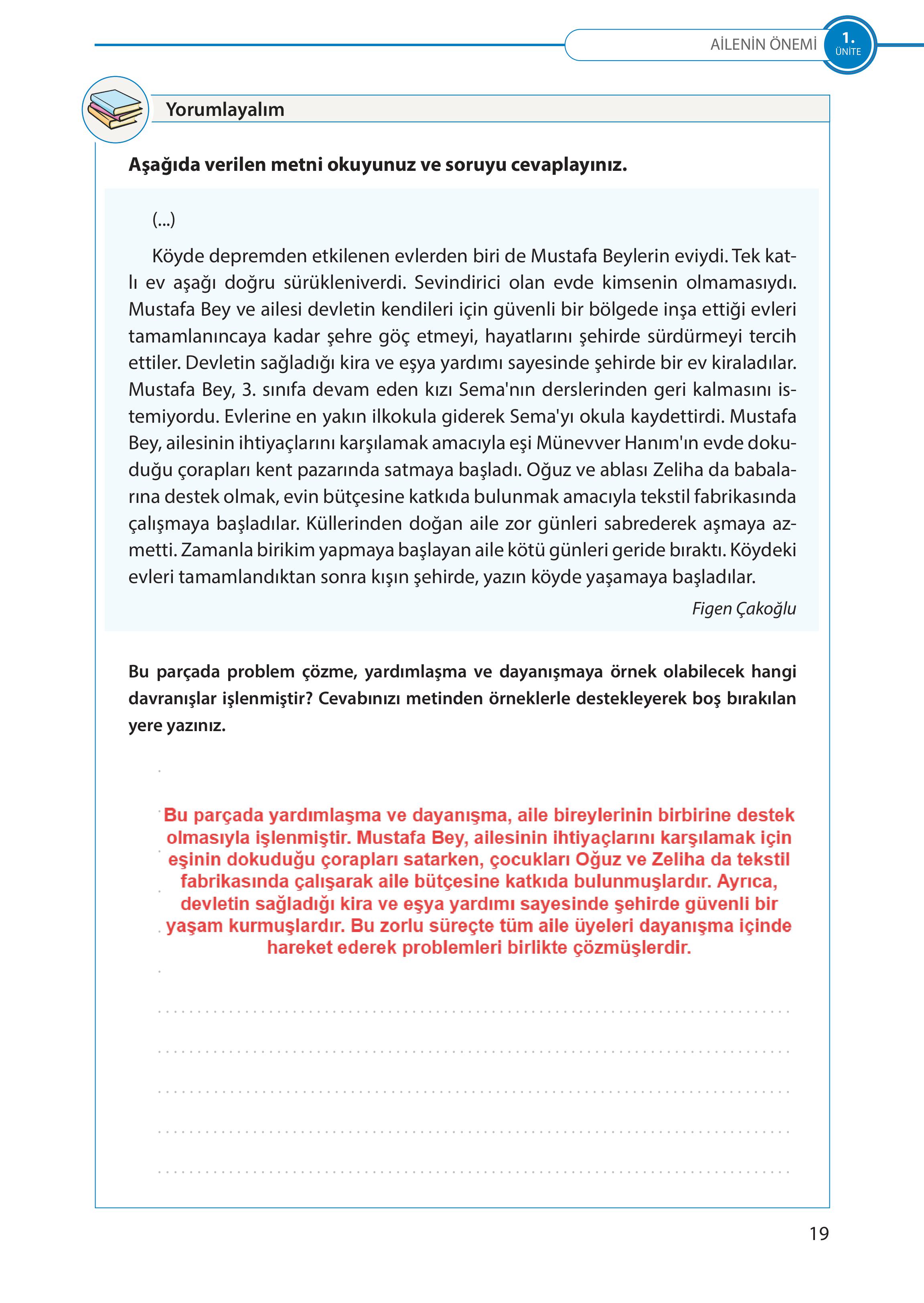 5. Sınıf Meb Yayınları Türk Sosyal Hayatında Aile Ders Kitabı Sayfa 19 Cevapları 5. Sınıf Meb Yayınları Türk Sosyal Hayatında Aile Ders Kitabı Sayfa 19 Cevapları