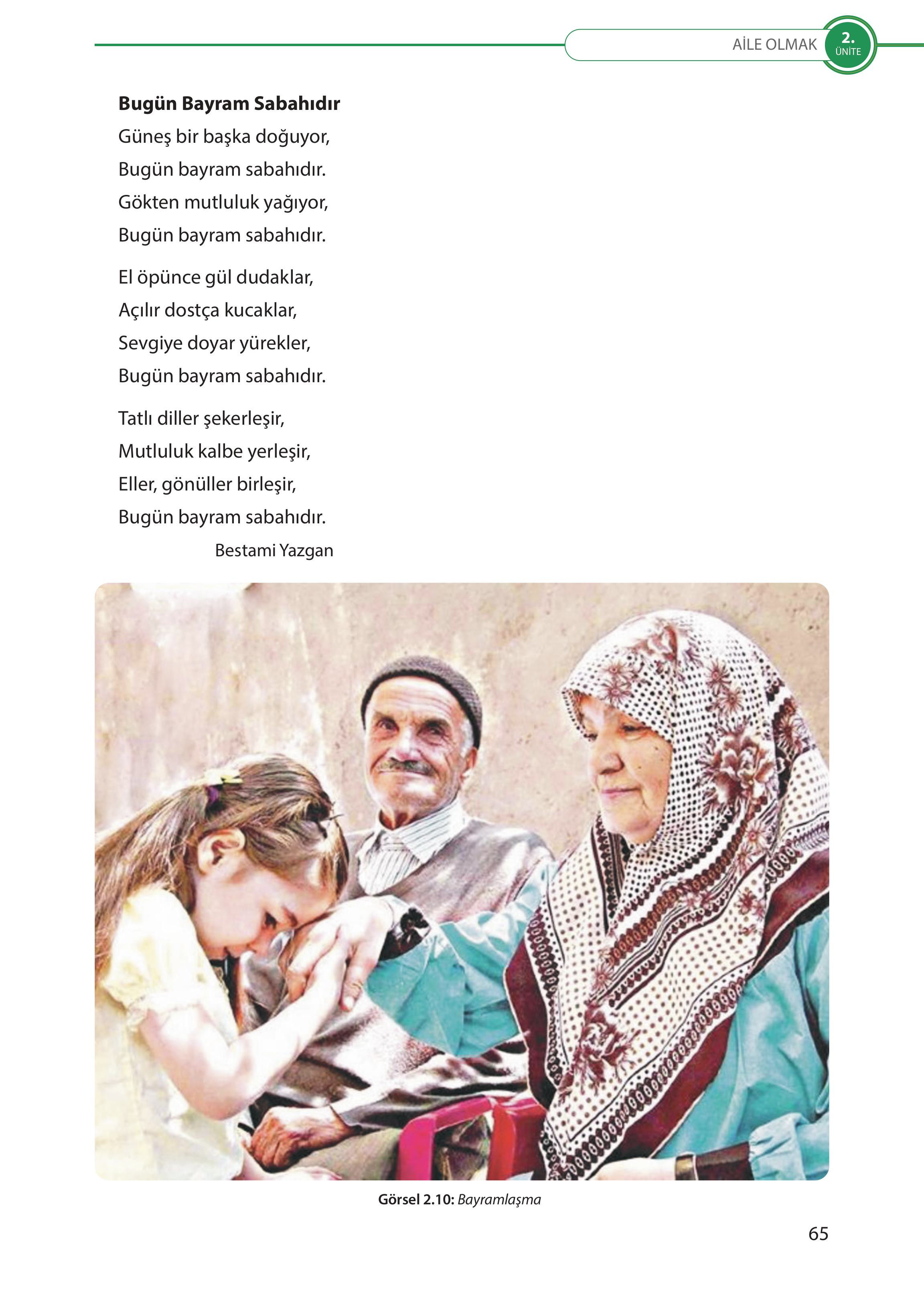 5. Sınıf Meb Yayınları Türk Sosyal Hayatında Aile Ders Kitabı Sayfa 65 Cevapları