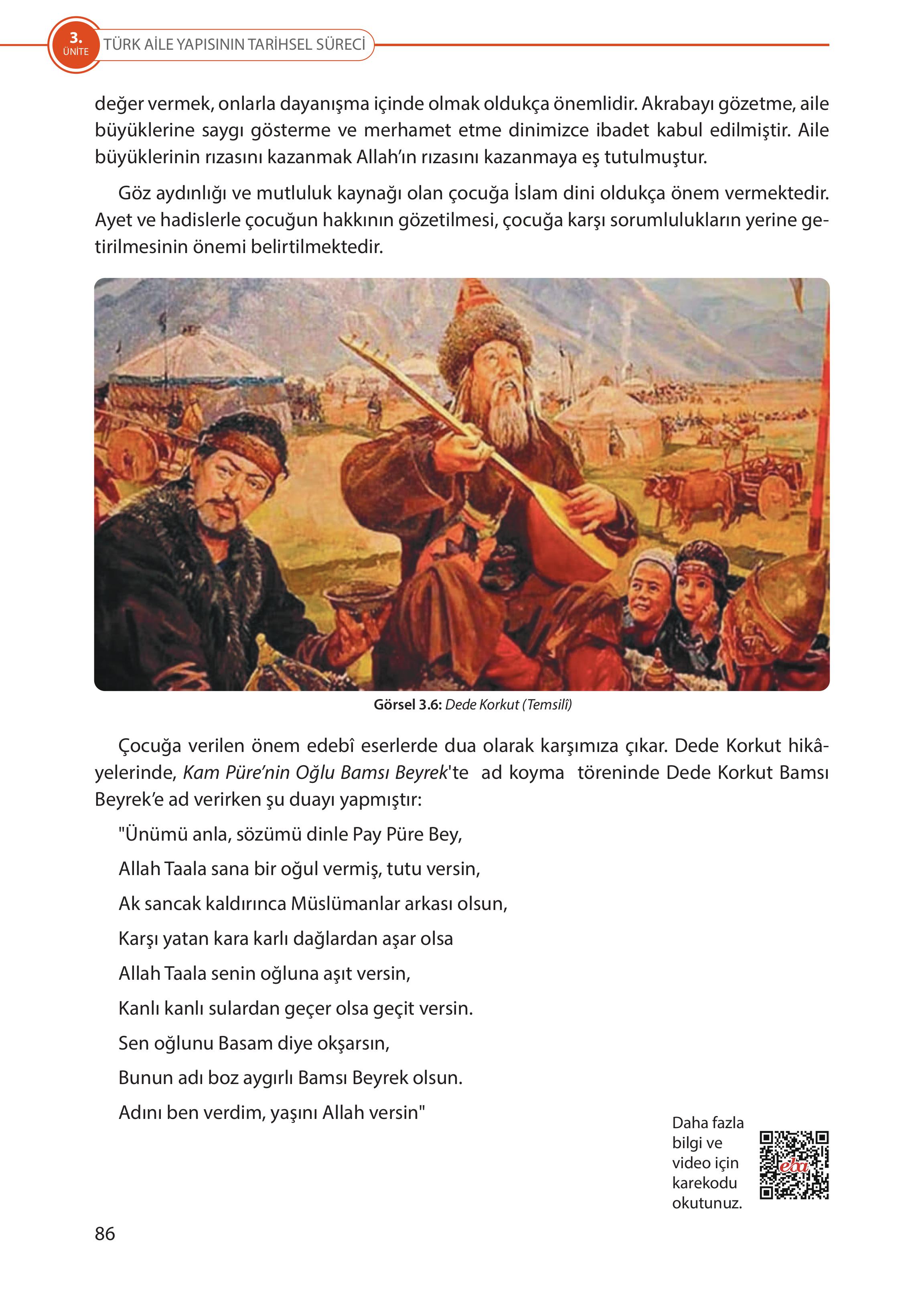 5. Sınıf Meb Yayınları Türk Sosyal Hayatında Aile Ders Kitabı Sayfa 86 Cevapları