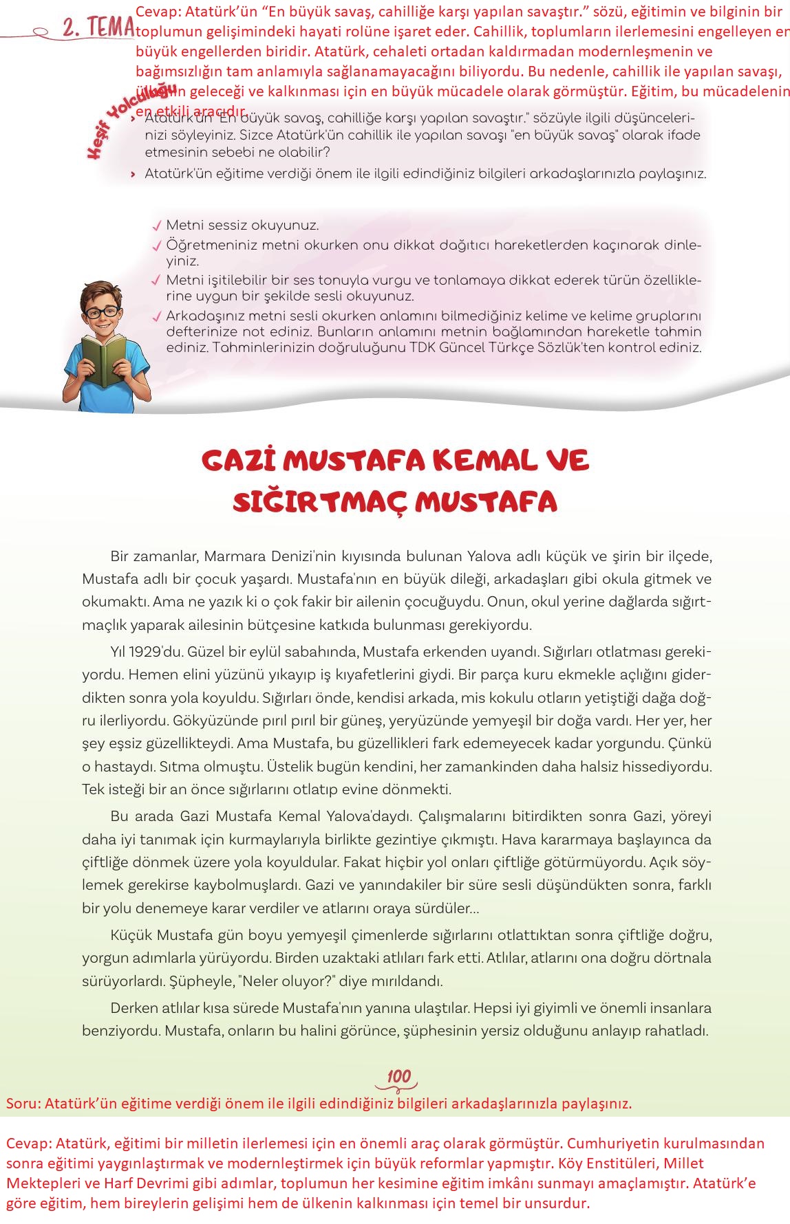 5. Sınıf Meb Yayınları Türkçe Ders Kitabı Sayfa 100 Cevapları