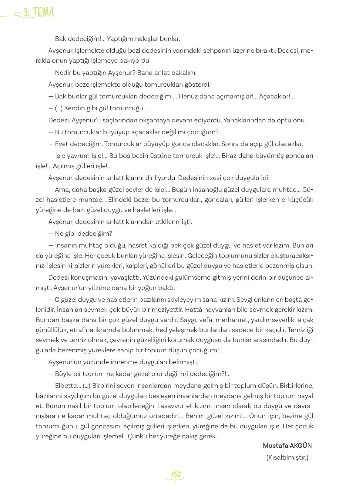 5. Sınıf Meb Yayınları Türkçe Ders Kitabı Sayfa 152 Cevapları