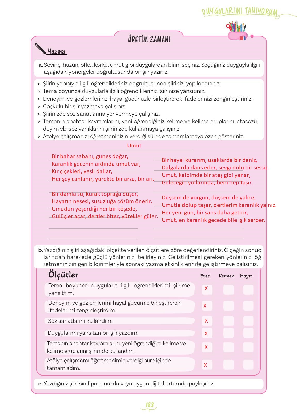 5. Sınıf Meb Yayınları Türkçe Ders Kitabı Sayfa 183 Cevapları