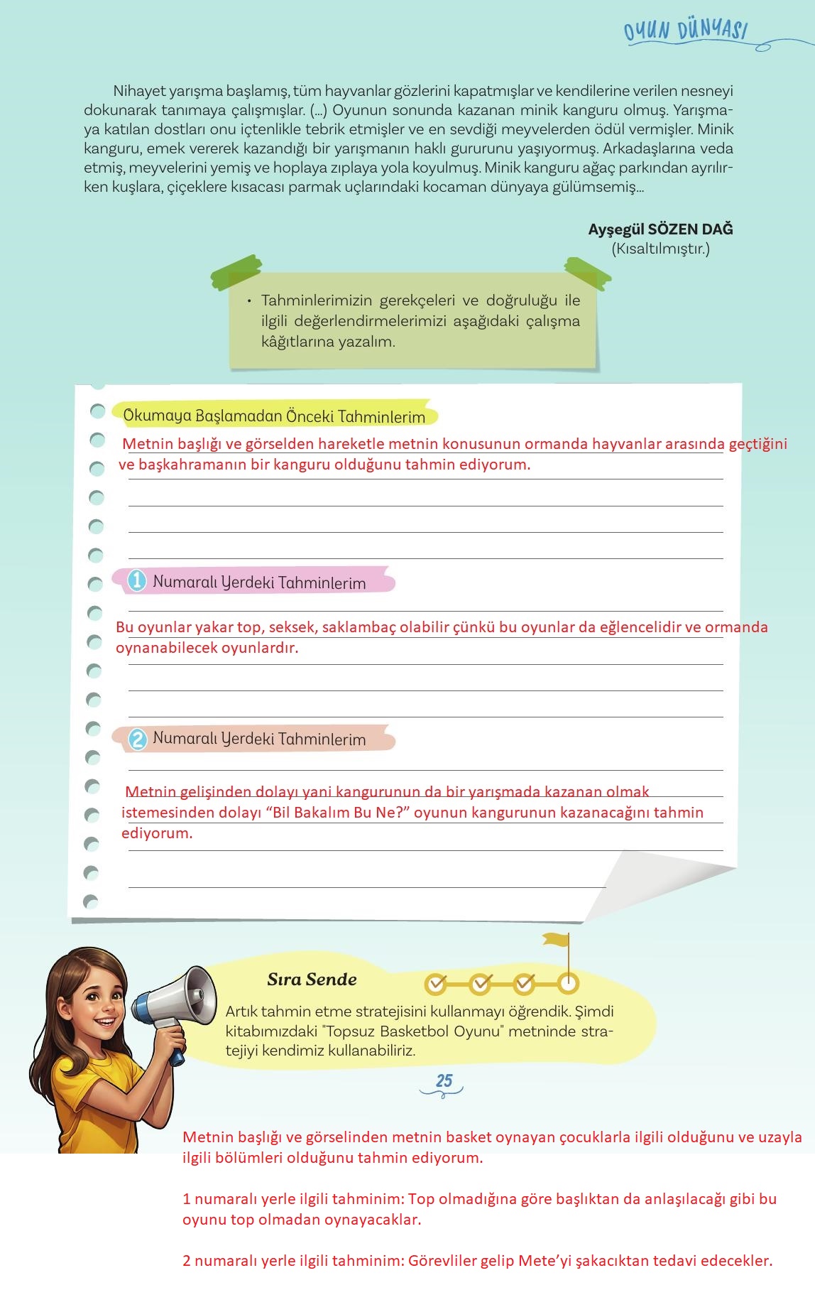 5. Sınıf Meb Yayınları Türkçe Ders Kitabı Sayfa 25 Cevapları