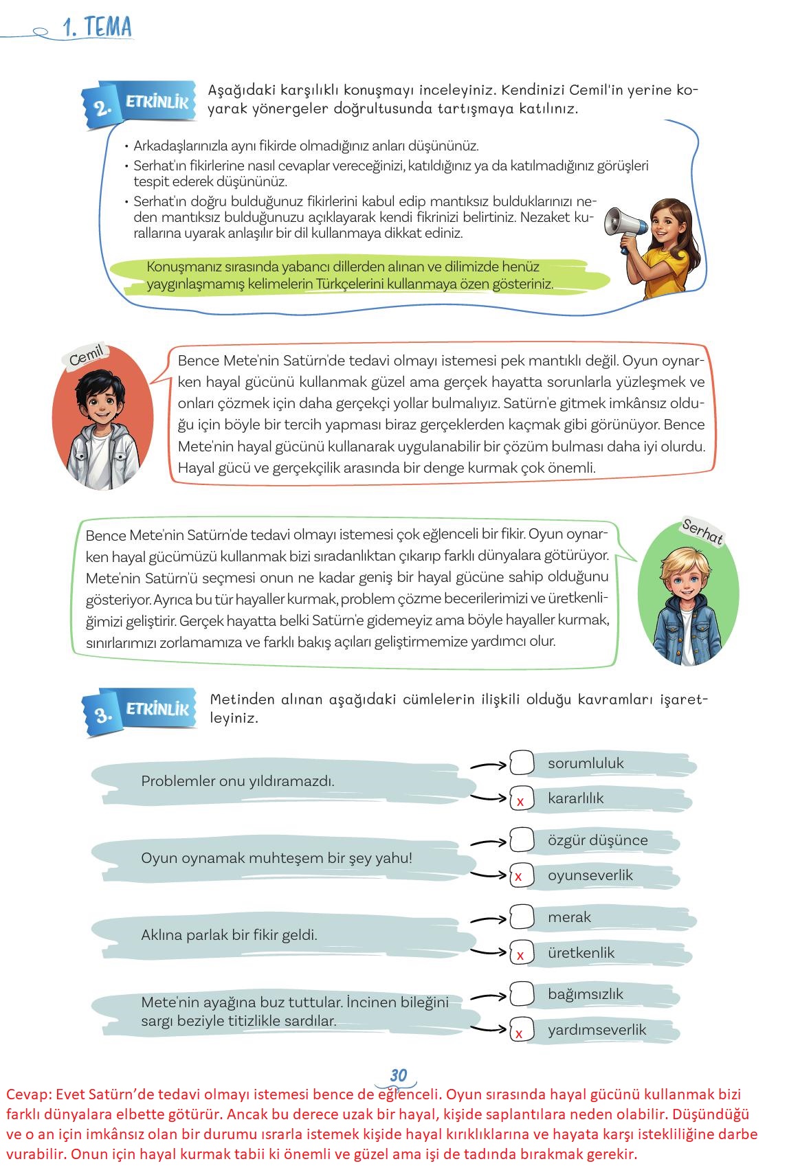 5. Sınıf Meb Yayınları Türkçe Ders Kitabı Sayfa 30 Cevapları