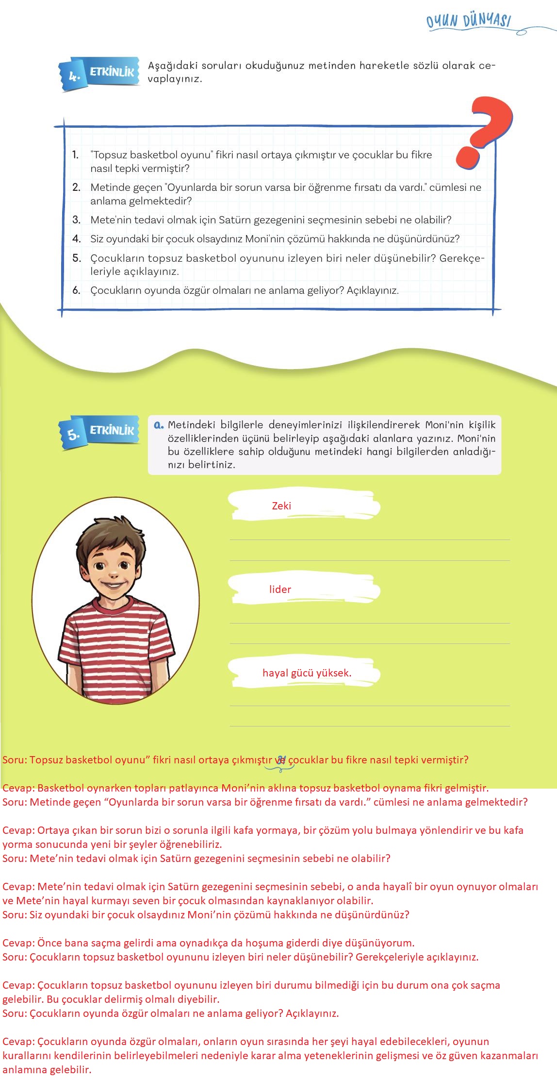 5. Sınıf Meb Yayınları Türkçe Ders Kitabı Sayfa 31 Cevapları