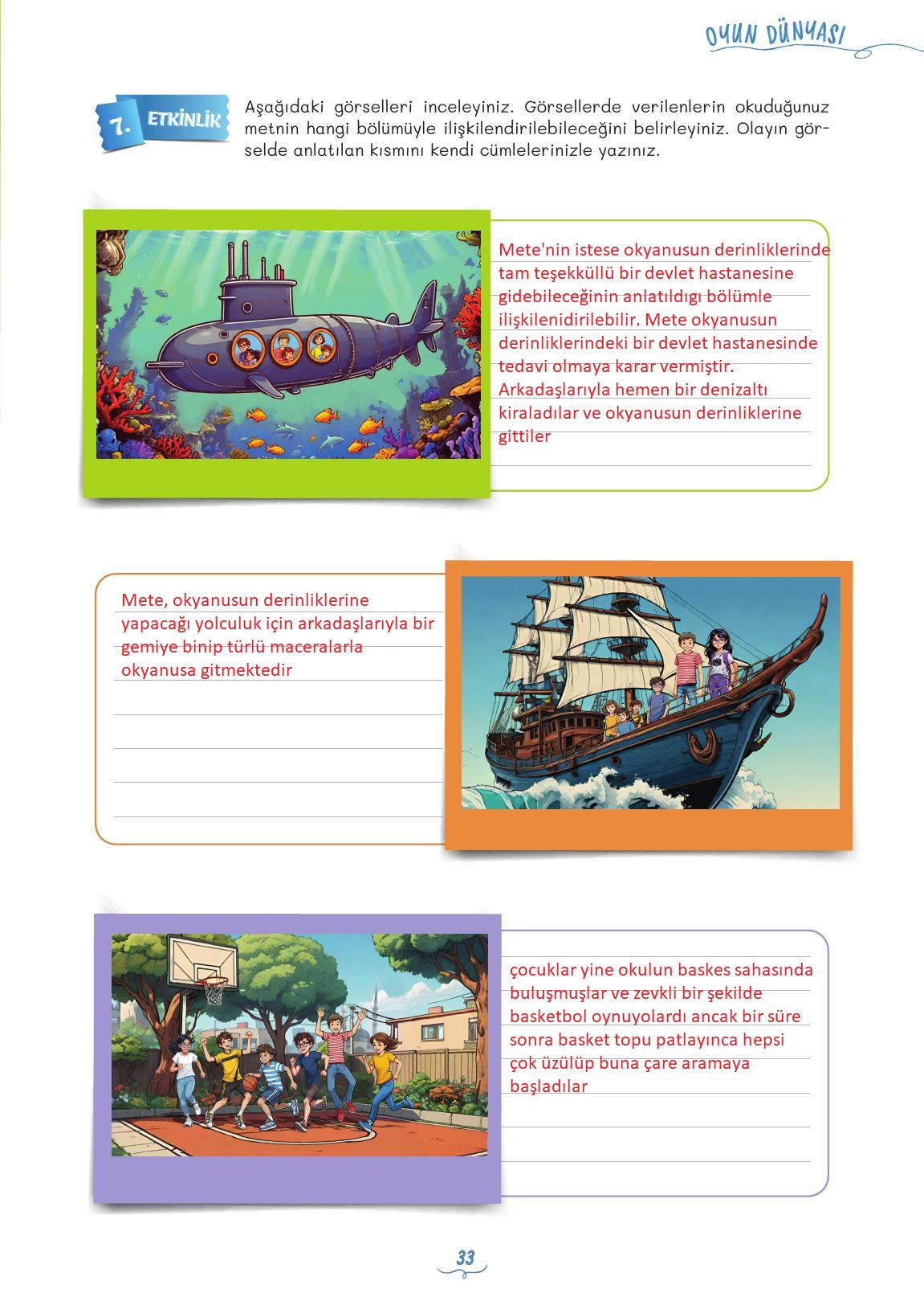 5. Sınıf Meb Yayınları Türkçe Ders Kitabı Sayfa 33 Cevapları