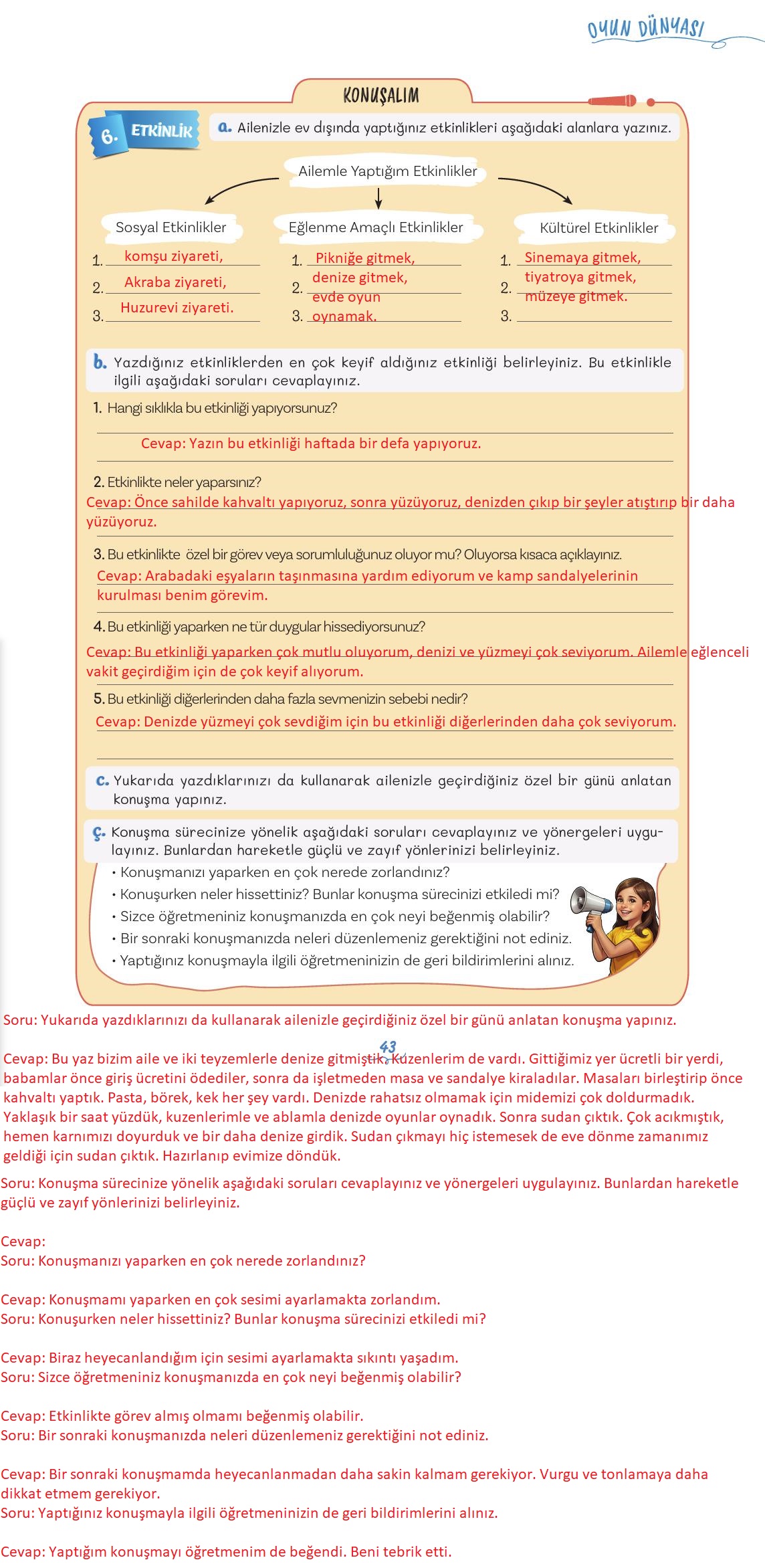 5. Sınıf Meb Yayınları Türkçe Ders Kitabı Sayfa 43 Cevapları