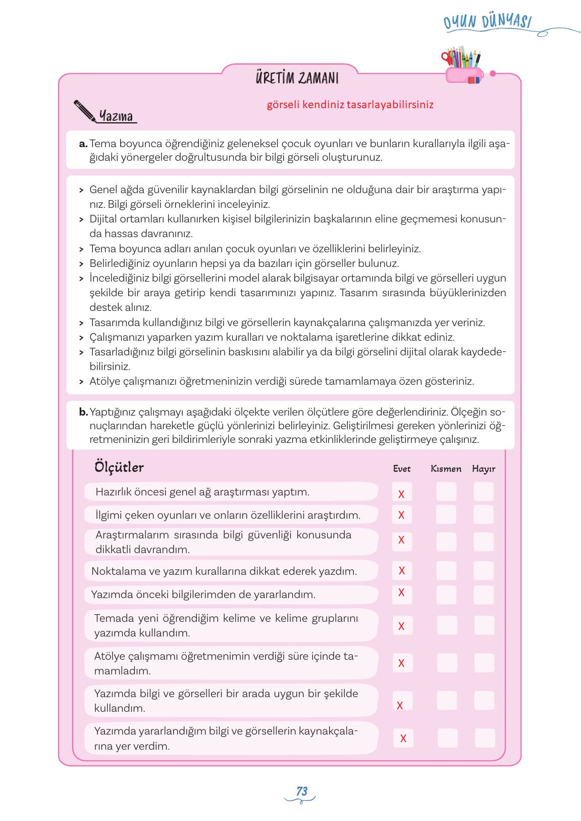 5. Sınıf Meb Yayınları Türkçe Ders Kitabı Sayfa 73 Cevapları